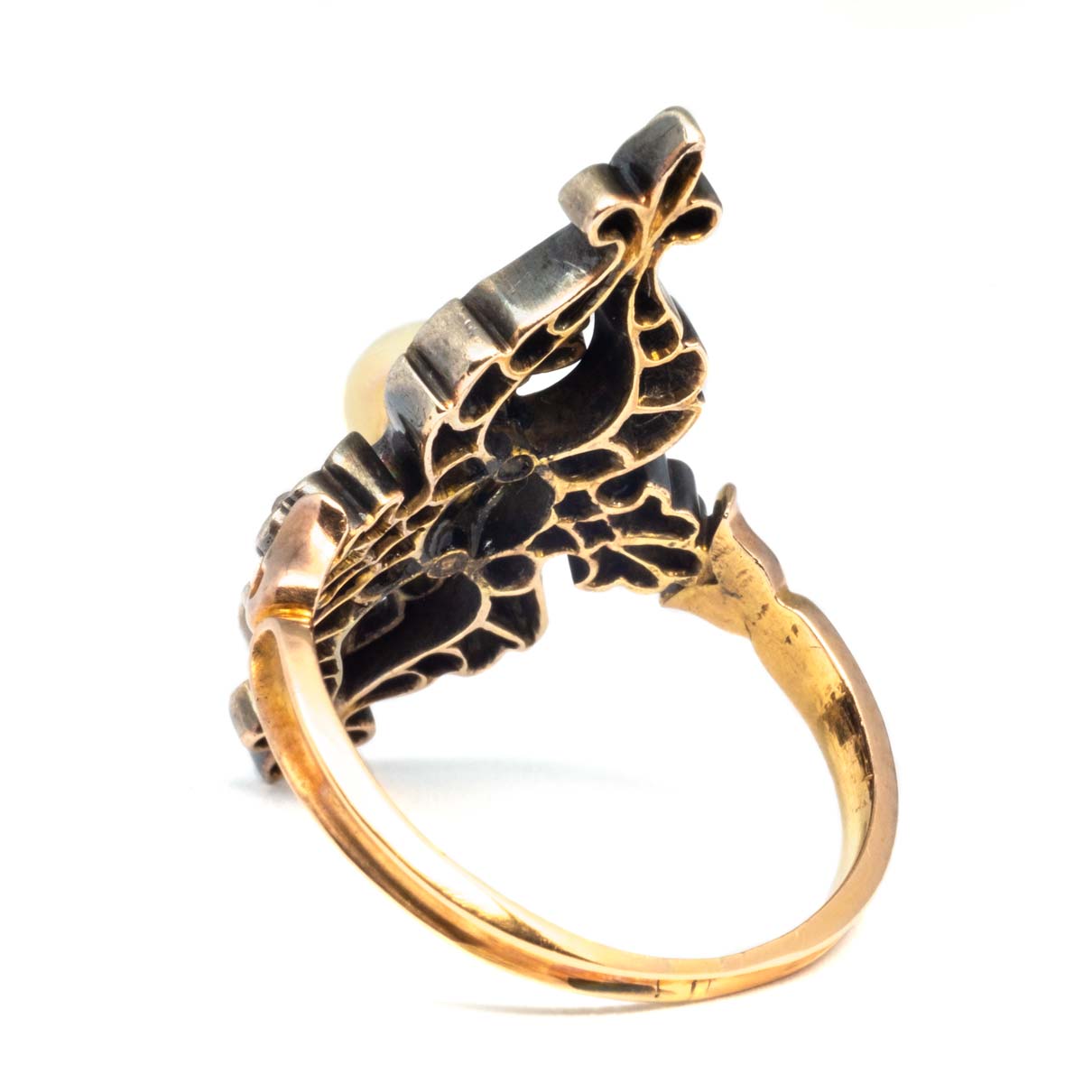 Anello Perla e Diamanti Primi 1800