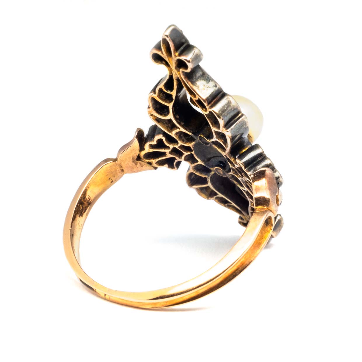 Anello Perla e Diamanti Primi 1800