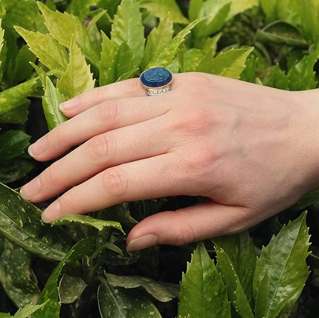 Sodalite Cameo Gold Ring