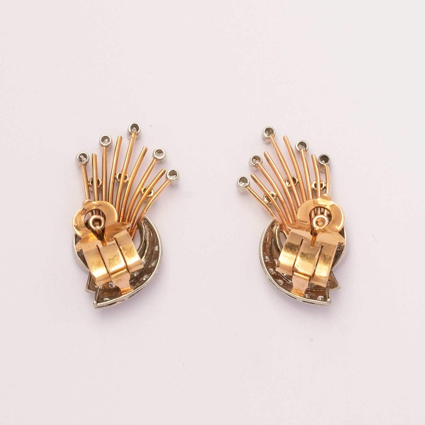 1950s rose gold and diamond earrings