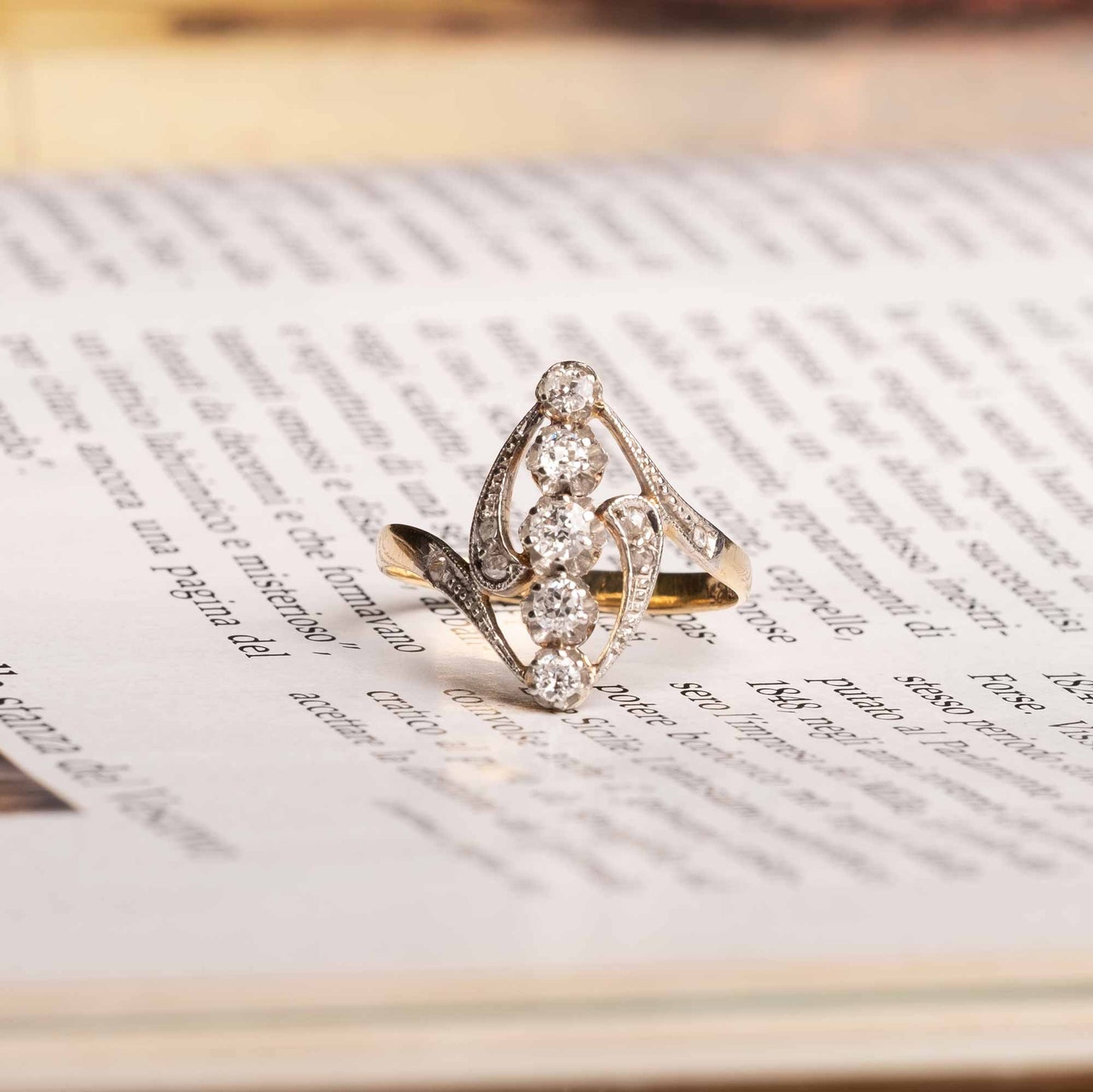 Art Nouveau Ring with Diamonds