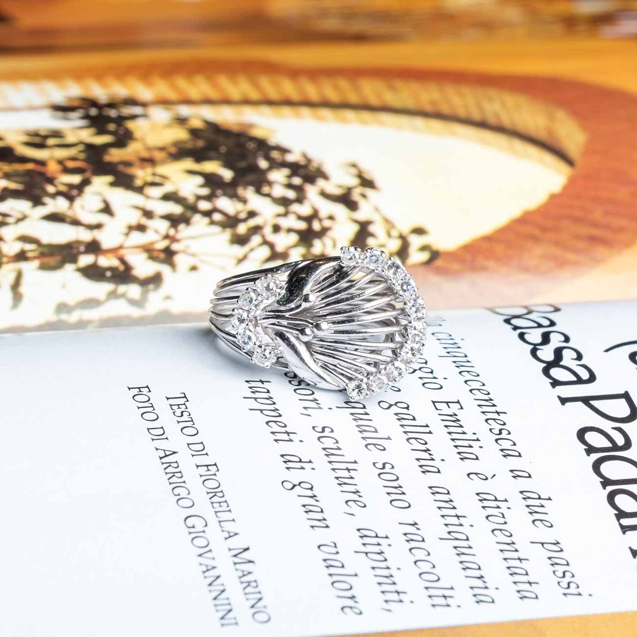 White Gold & Diamond Wire Ring 1960's