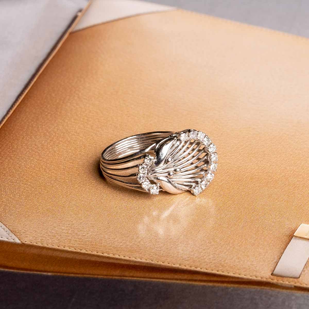 White Gold & Diamond Wire Ring 1960's