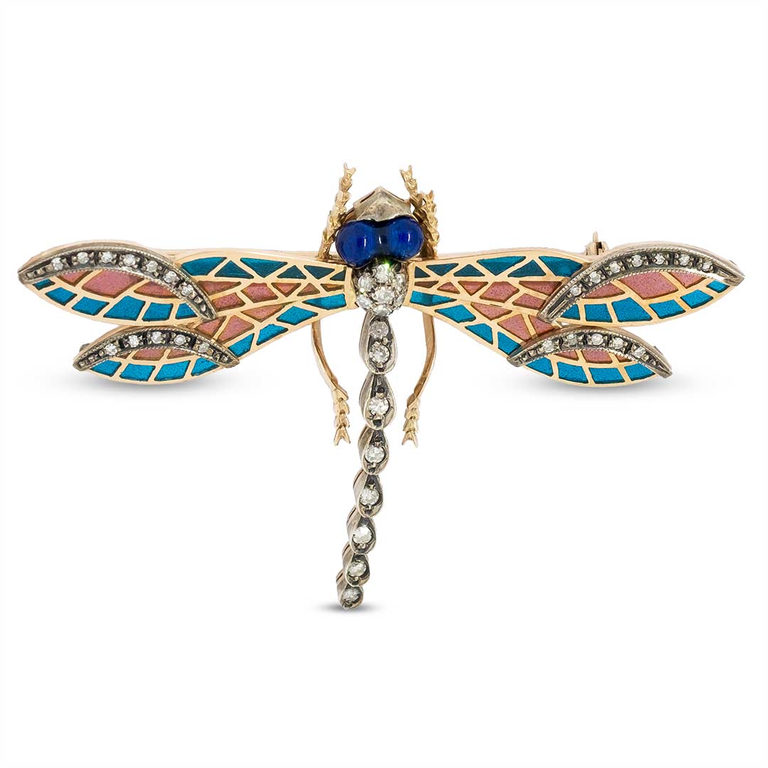Dragonfly Plique-à-Jour Enamel Brooch