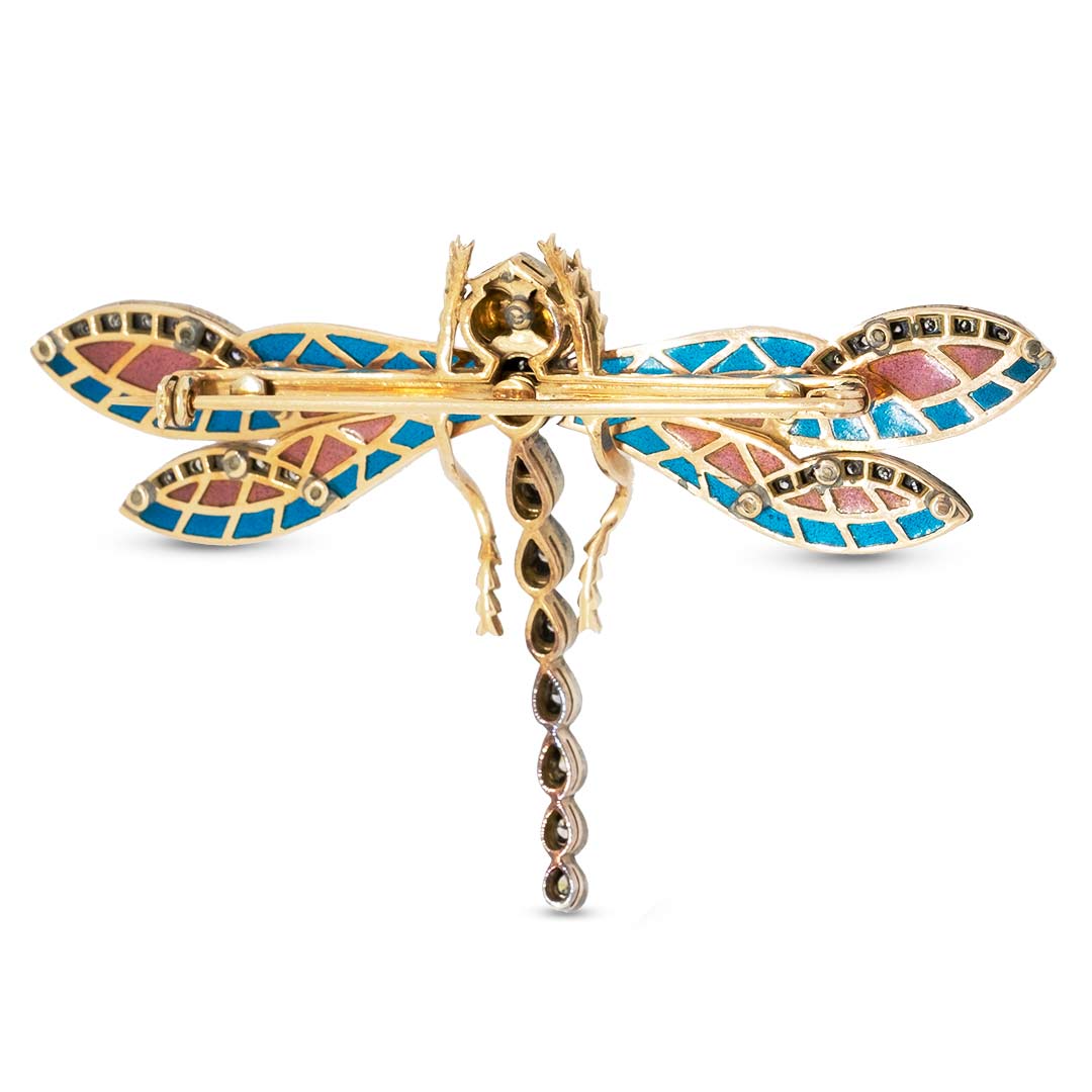 Dragonfly Plique-à-Jour Enamel Brooch