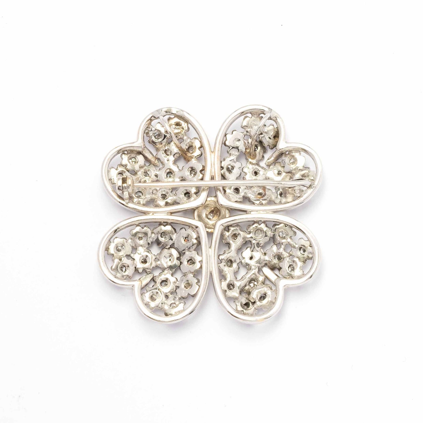 Four leaf clover diamond brooch