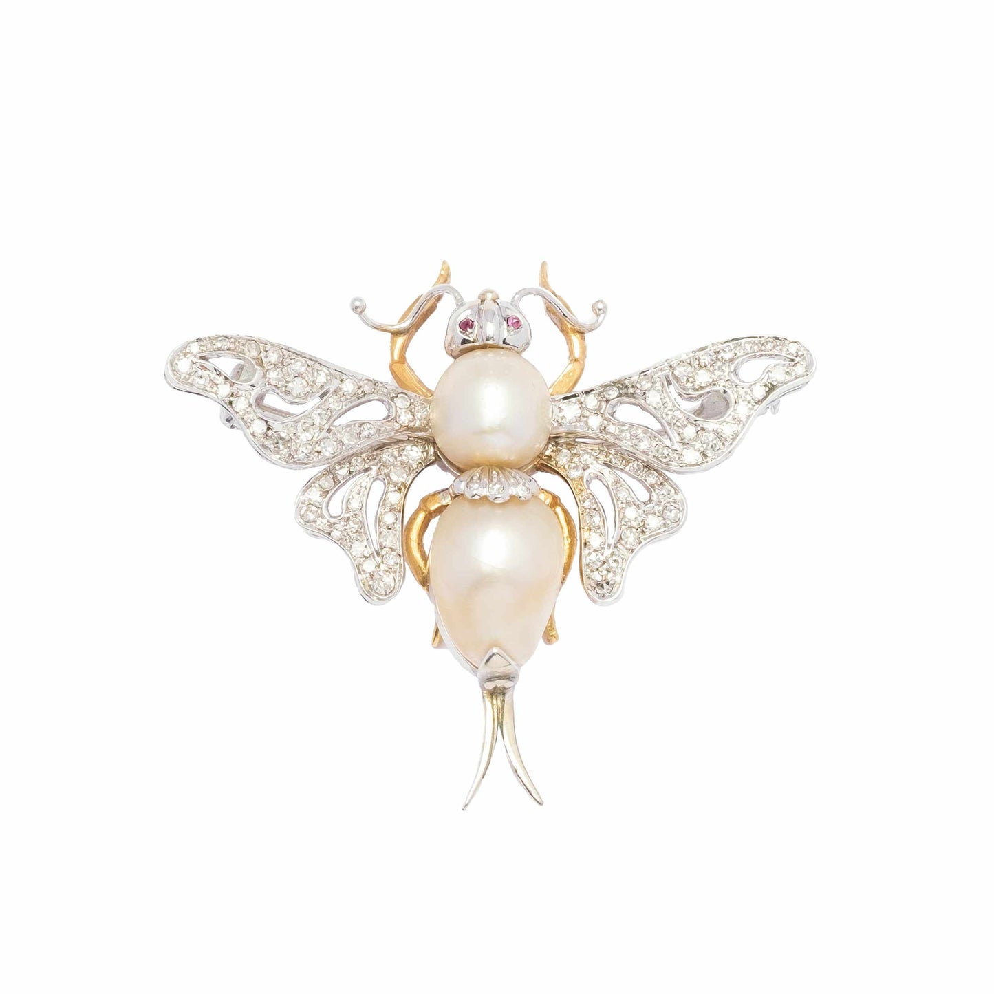 Vintage Butterfly Brooch with pearls and diamonds