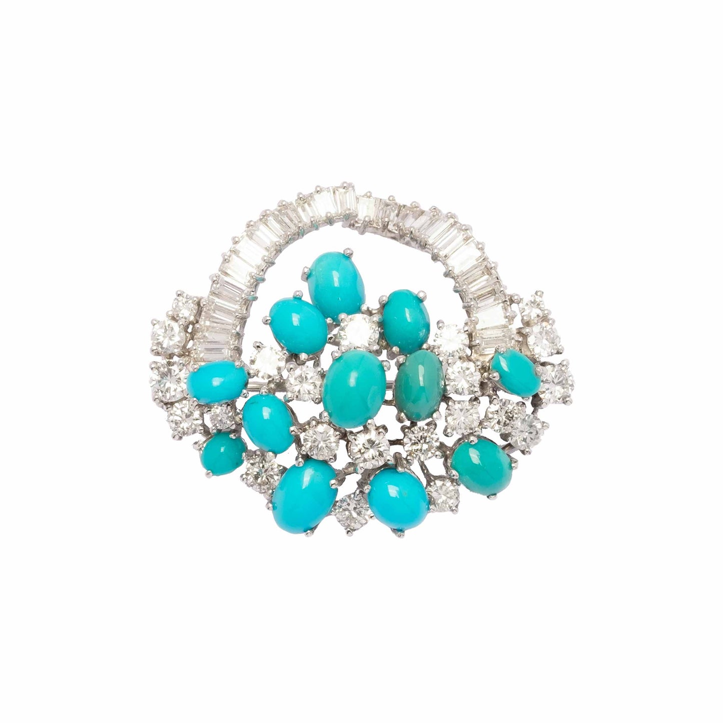 Diamonds and turquoise brooch