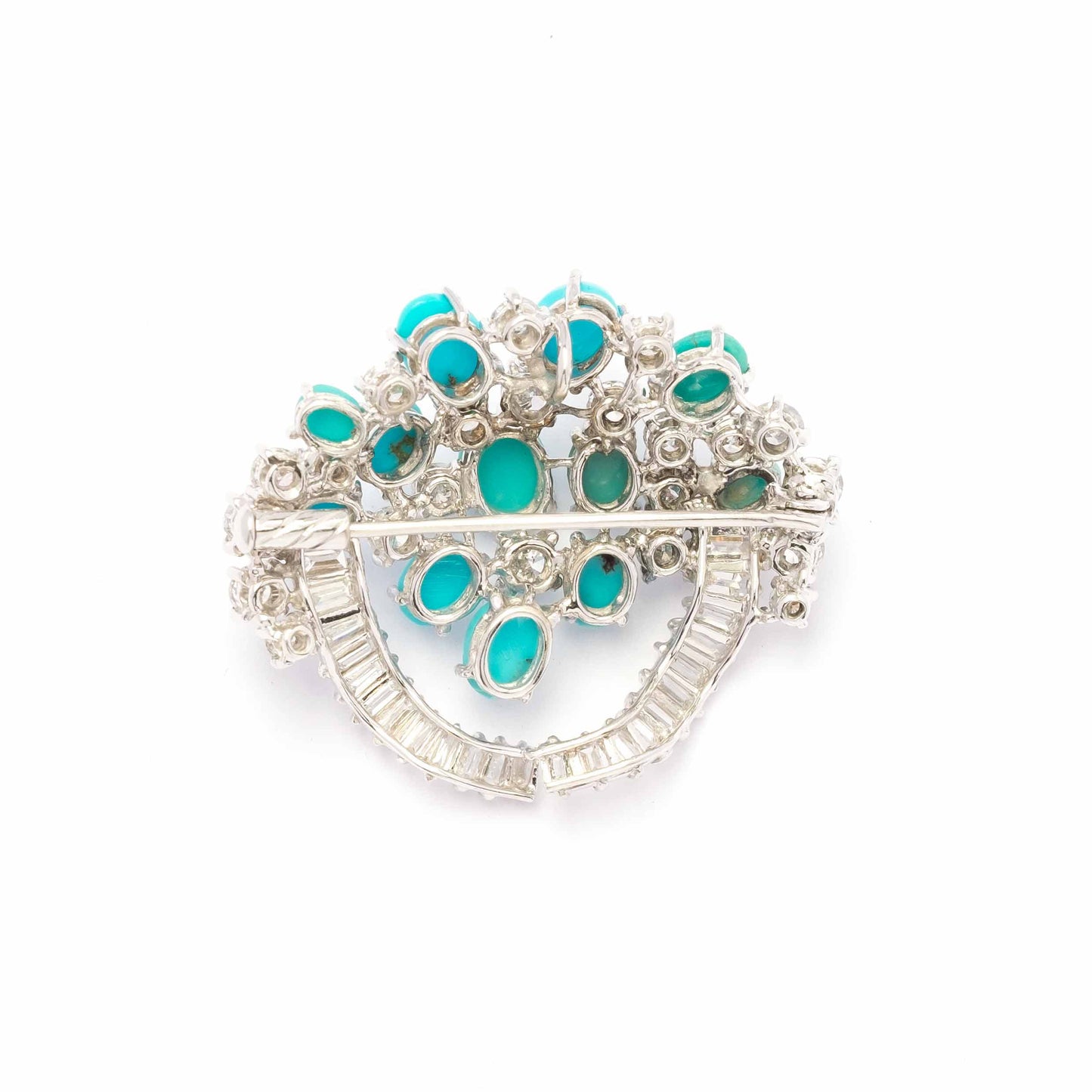 Diamonds and turquoise brooch