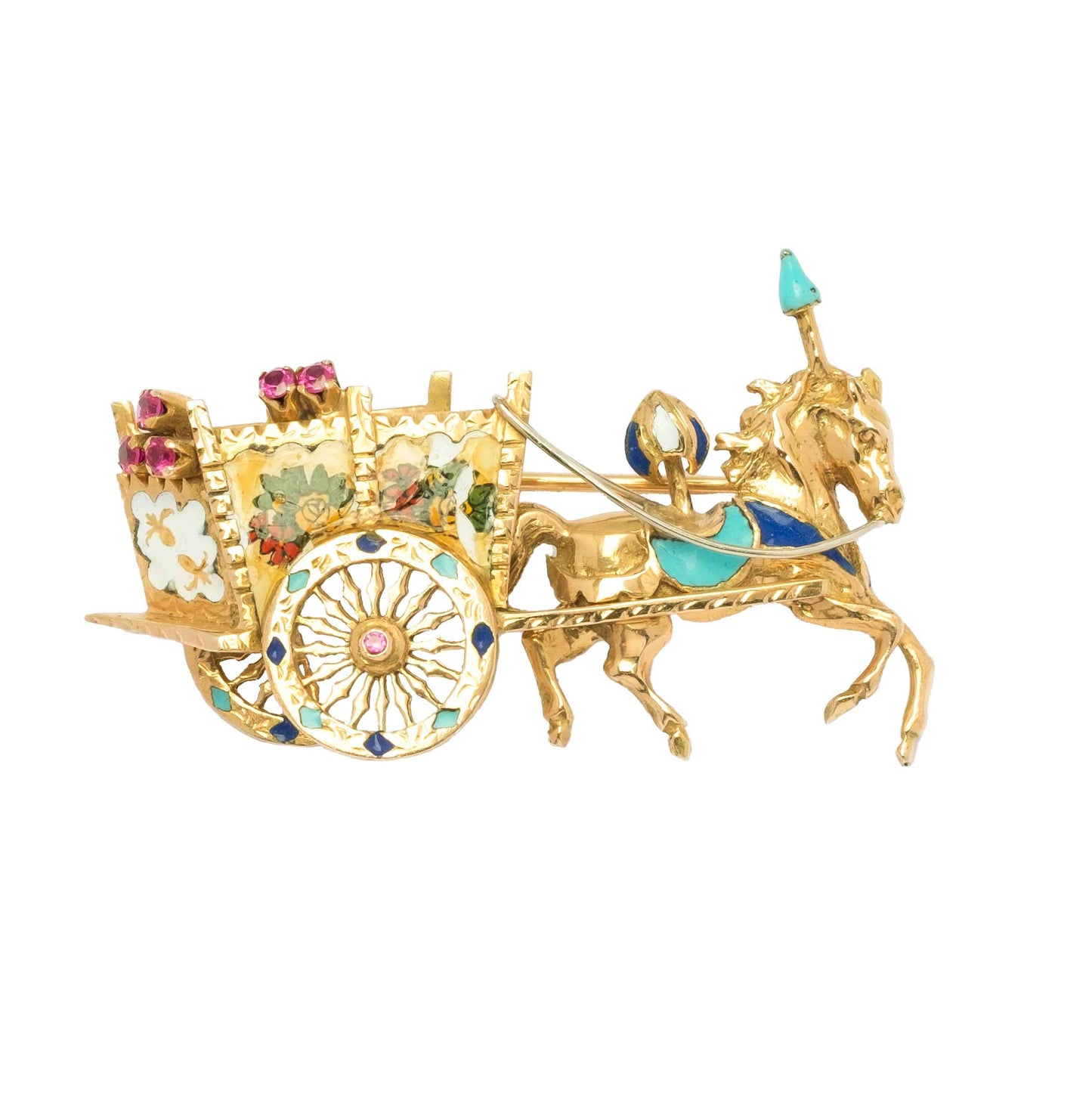 Sicilian Cart Vintage Brooch