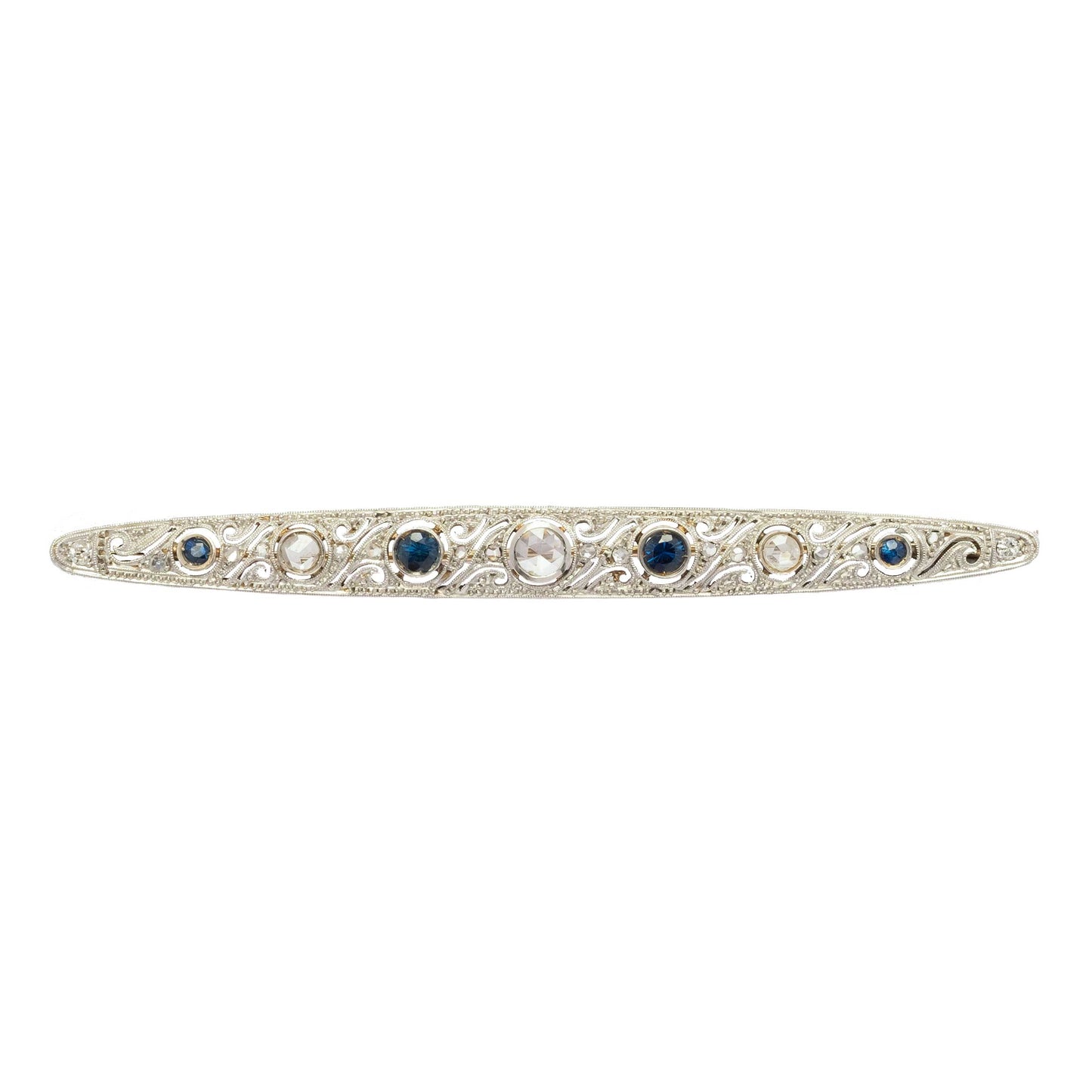 Art Deco Bar Brooch Sapphires & Diamonds