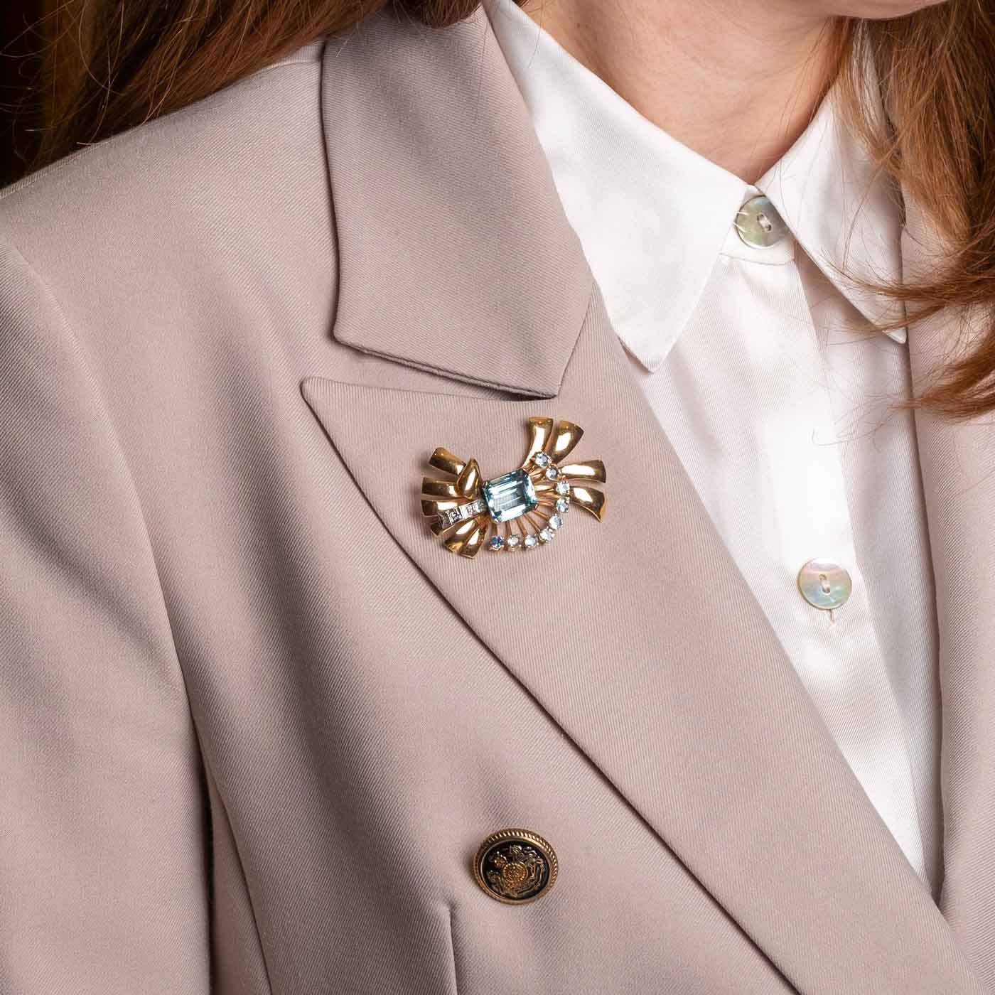 1940s Acquamarine brooch