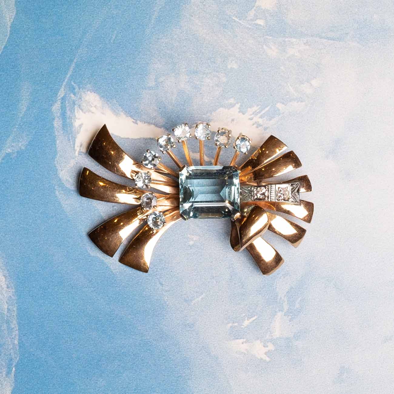 1940s Acquamarine brooch