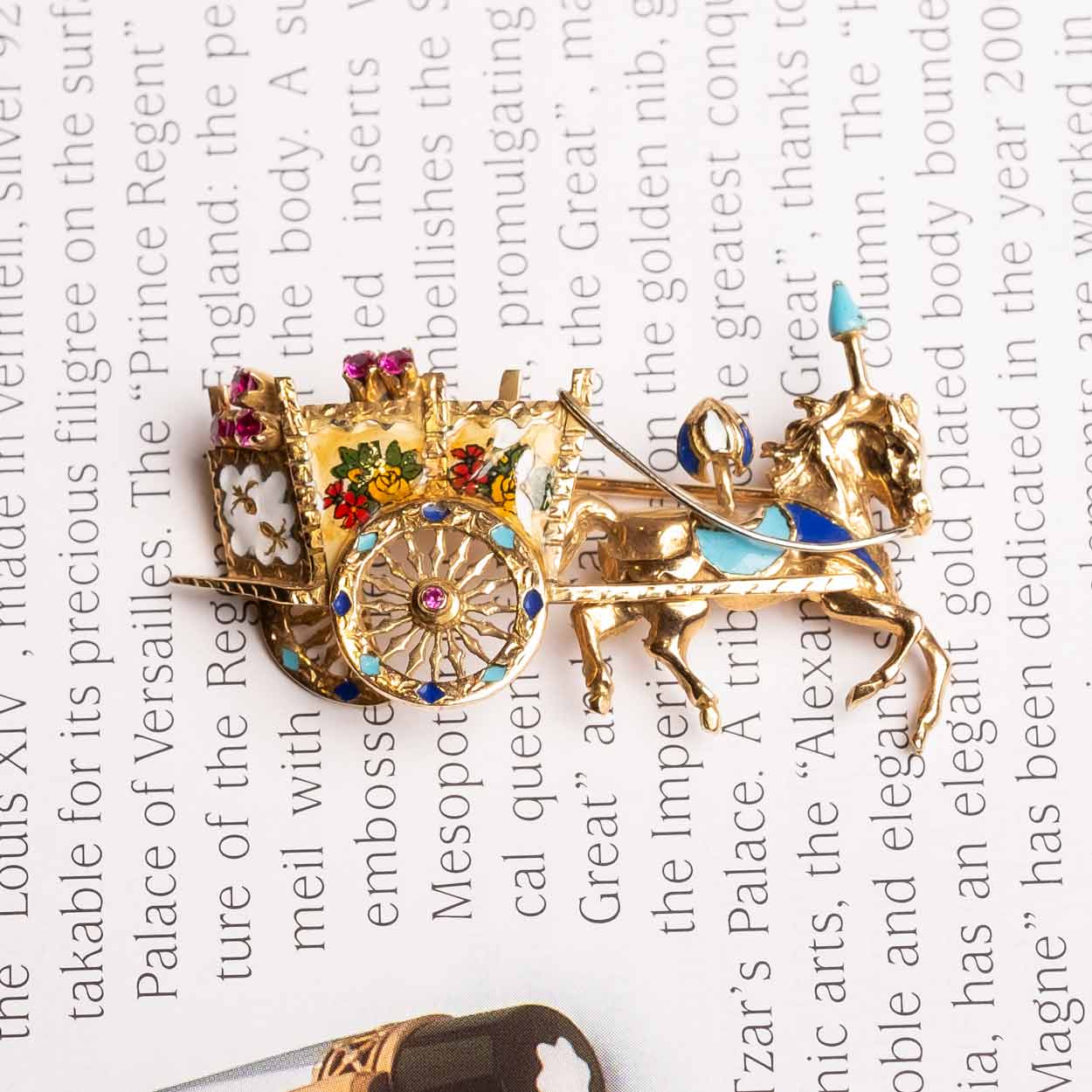 Sicilian Cart Vintage Brooch