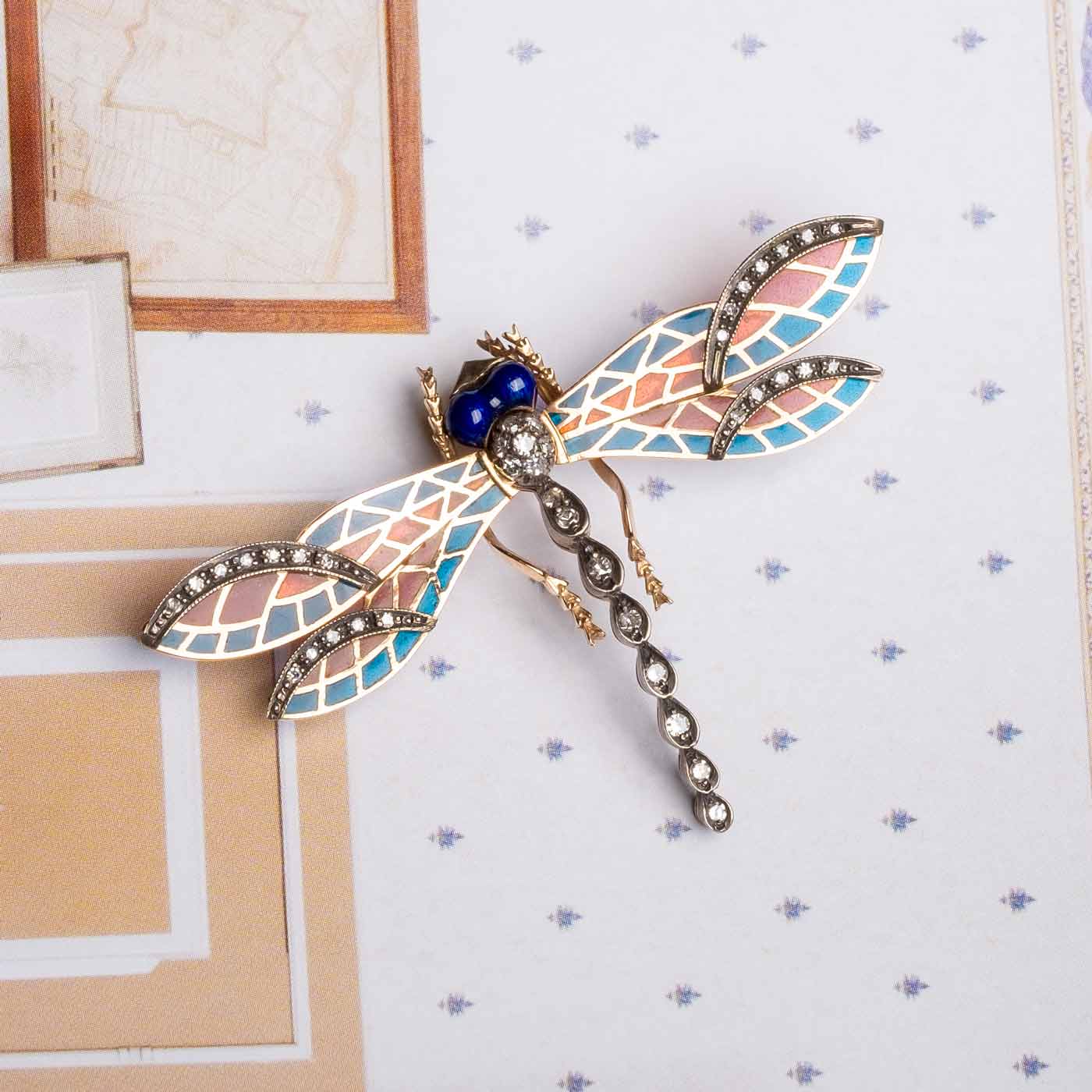 Dragonfly Plique-à-Jour Enamel Brooch