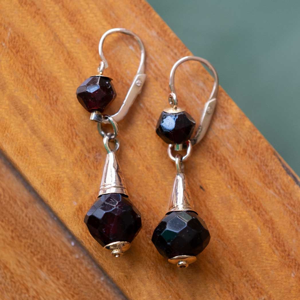 Antique Faceted Garnet Earrings