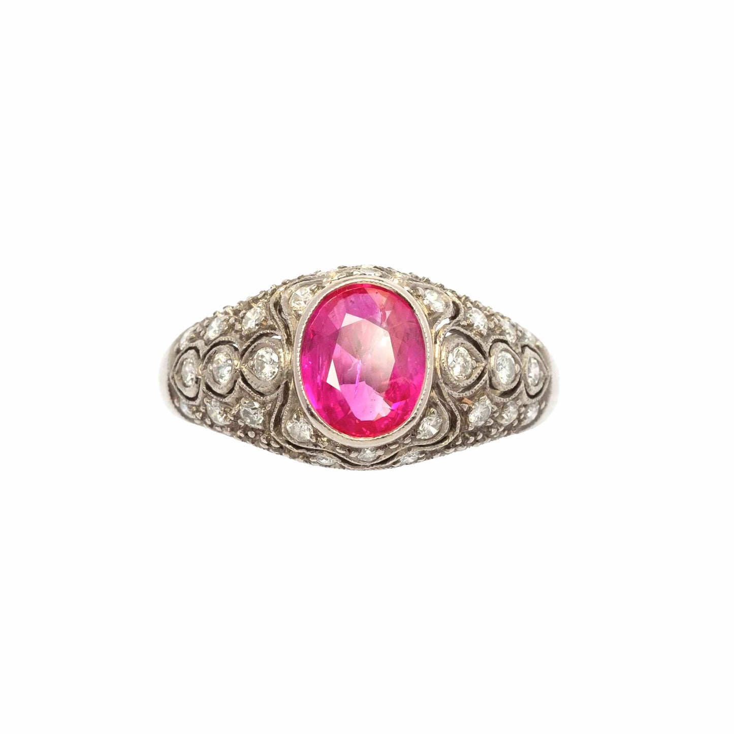Vintage Burma ruby and diamond ring GIA Certificate