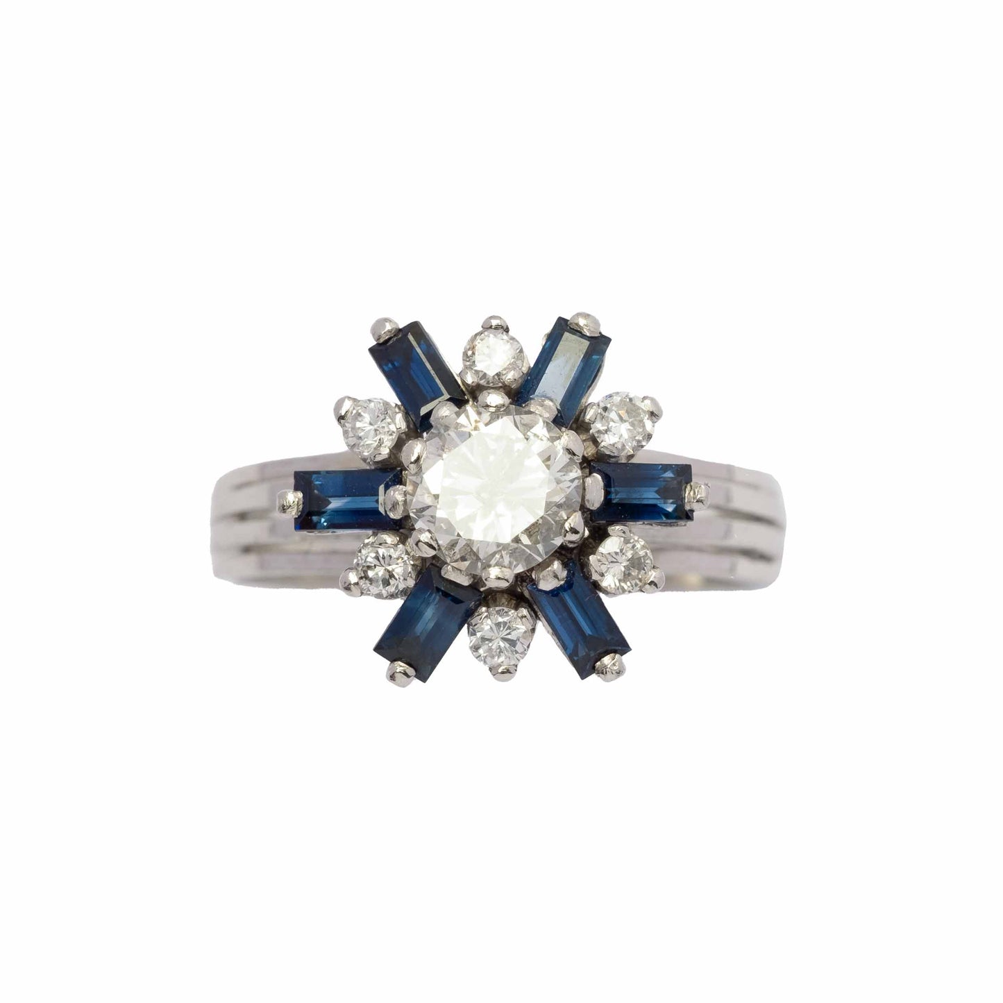 Vintage star ring with diamonds and sapphires