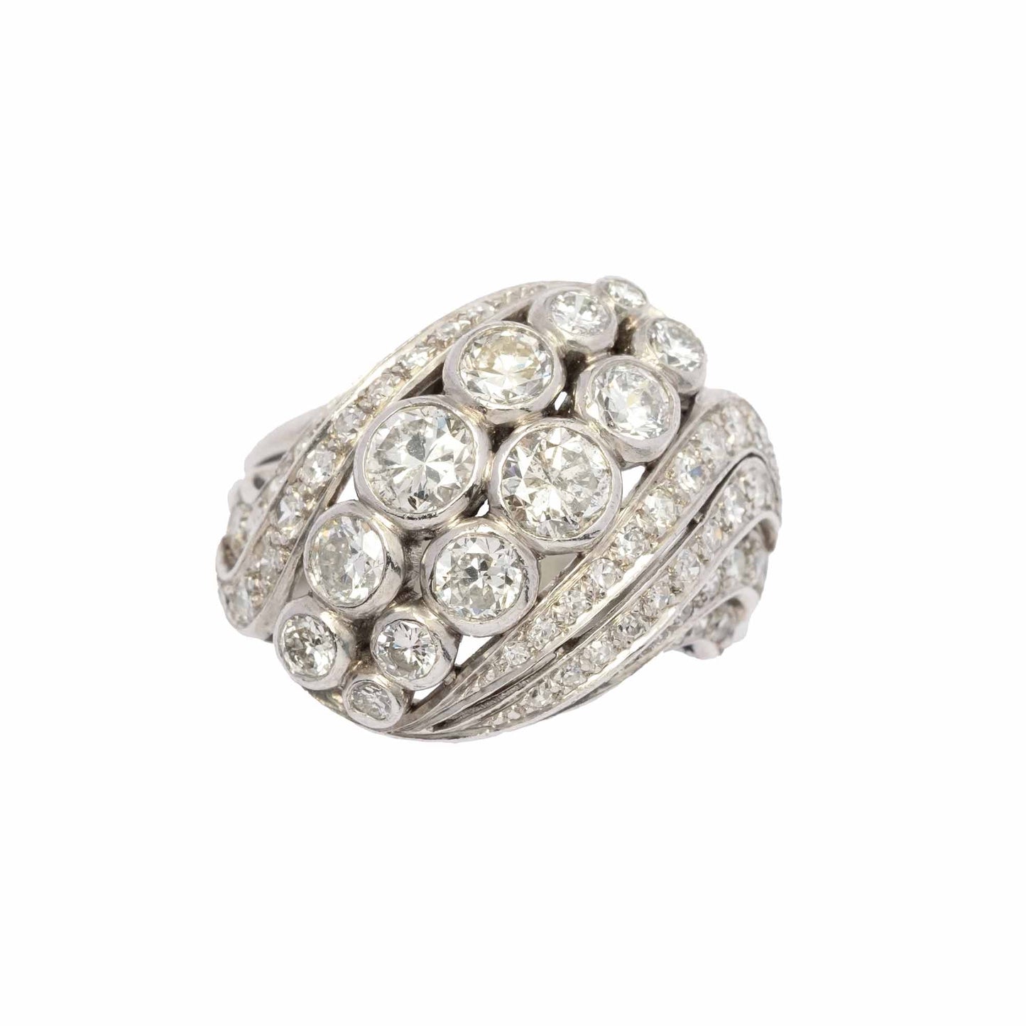 Cocktail Ring set in Platinum and diamonds 1960