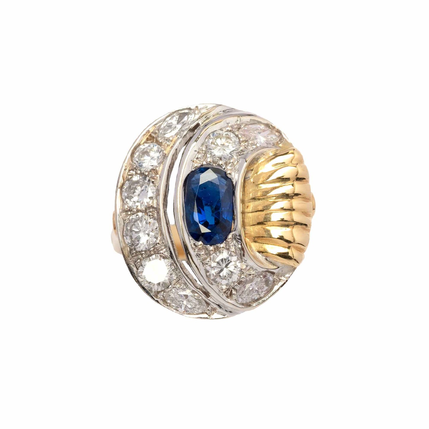 Sapphire and diamonds 1950s cocktail ring