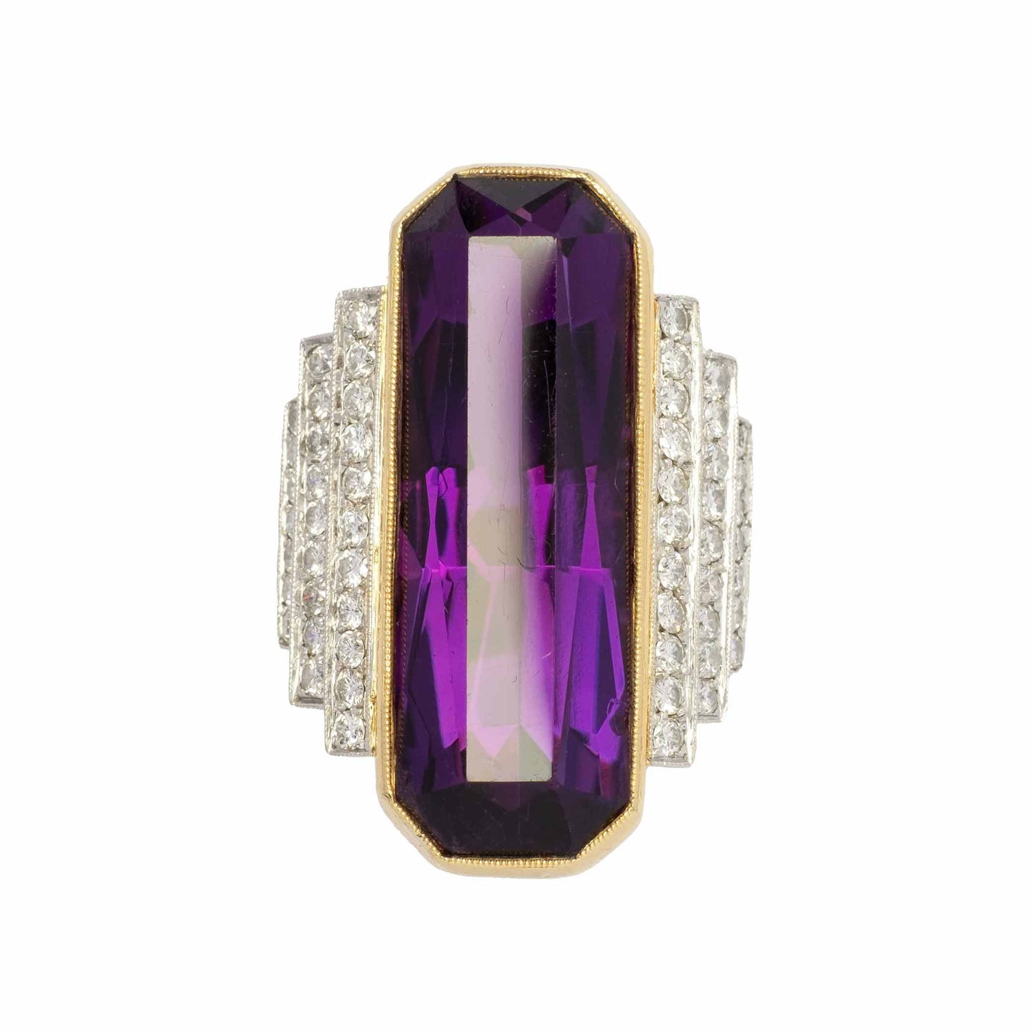 Vintage Cocktail ring with amethyst and diamonds