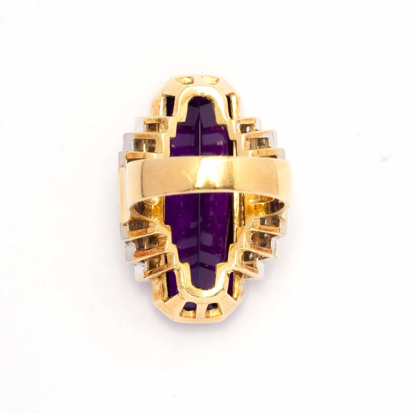 Vintage Cocktail ring with amethyst and diamonds