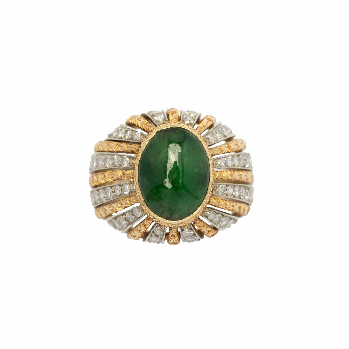 Jade and diamonds 1960s cocktail ring
