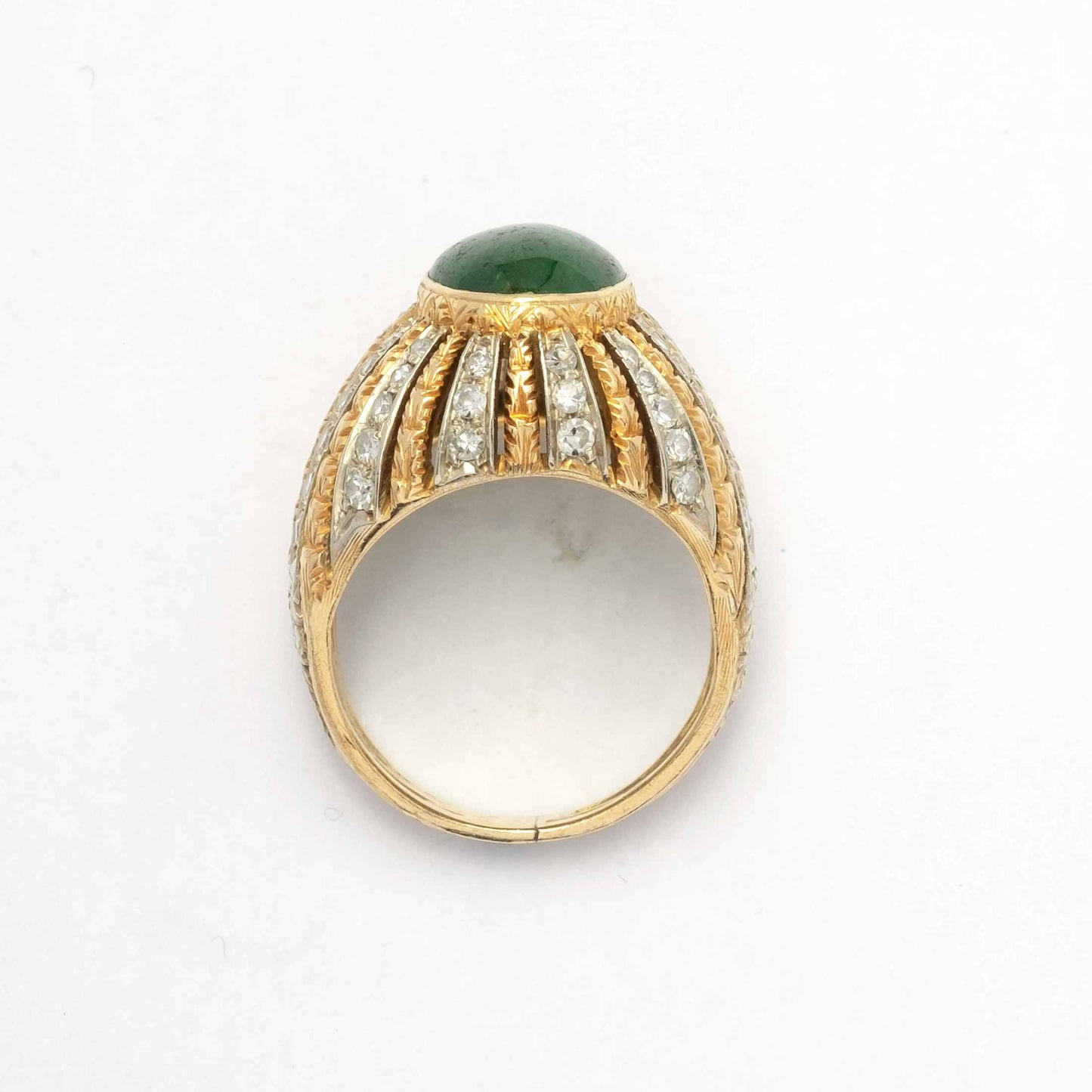 Jade and diamonds 1960s cocktail ring