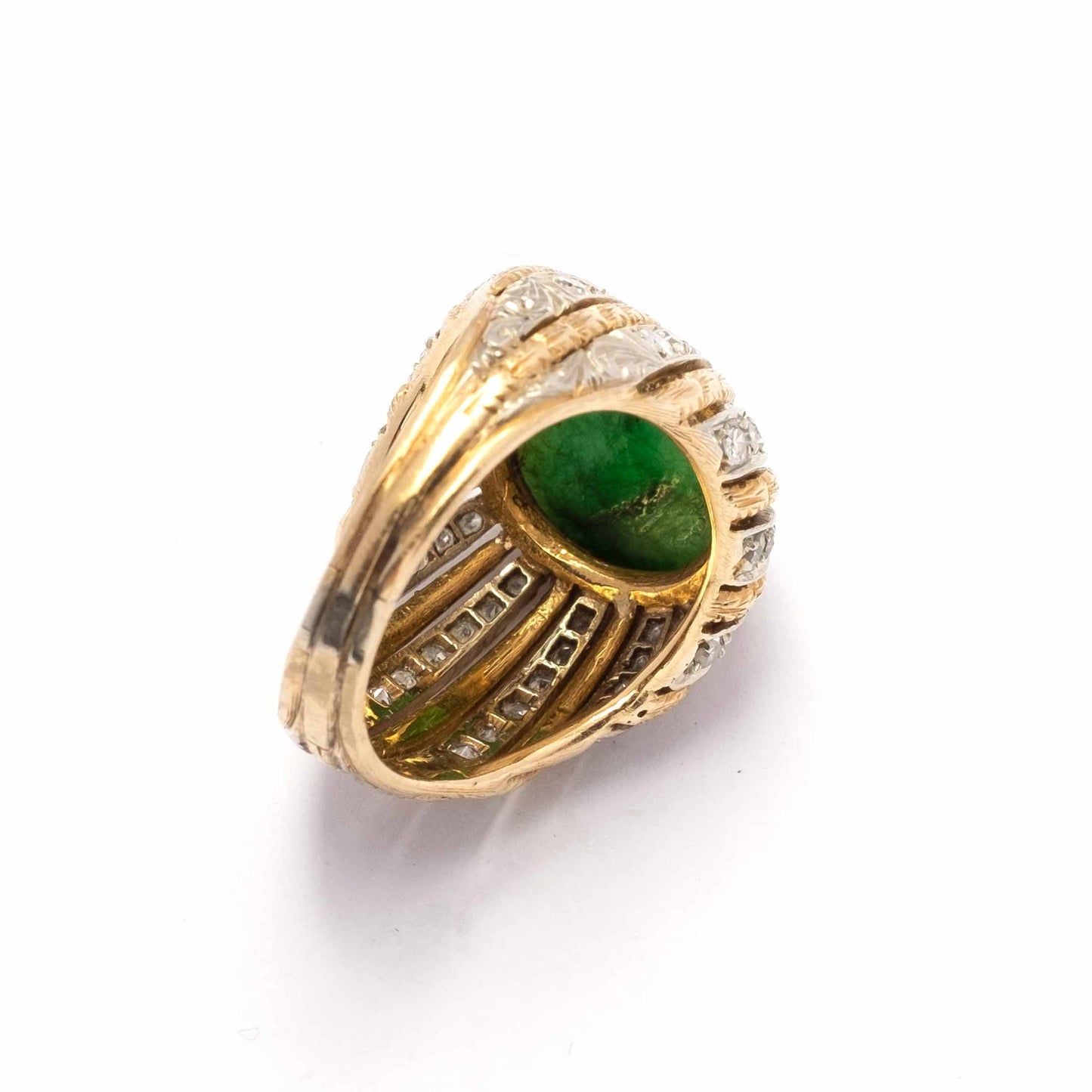 Jade and diamonds 1960s cocktail ring