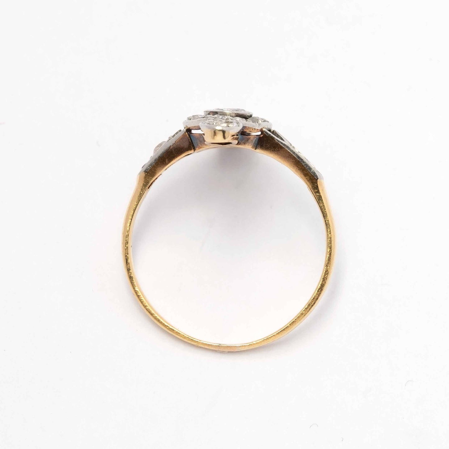 Deco ring with old cut diamonds