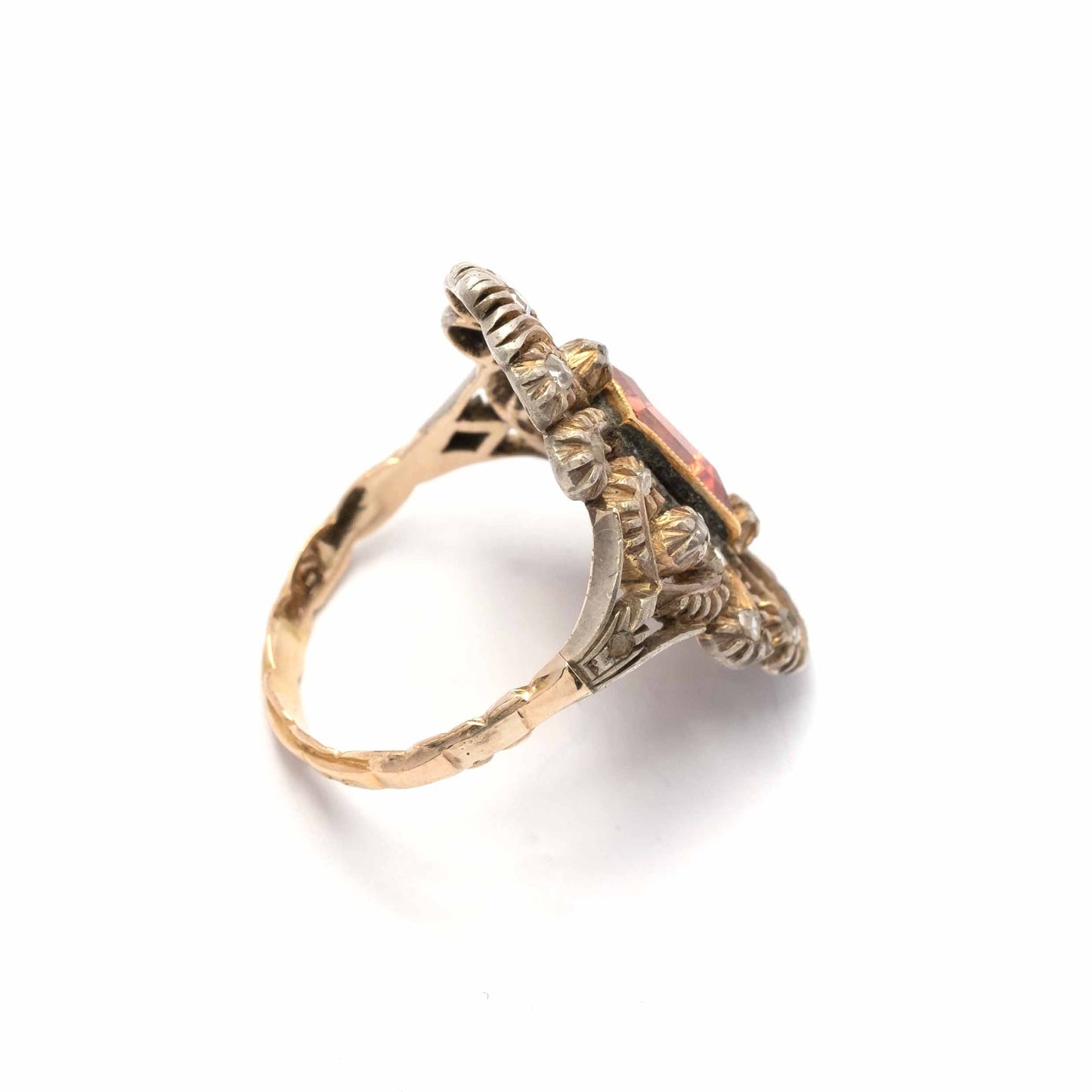 Gold and silver citrine quartz ring