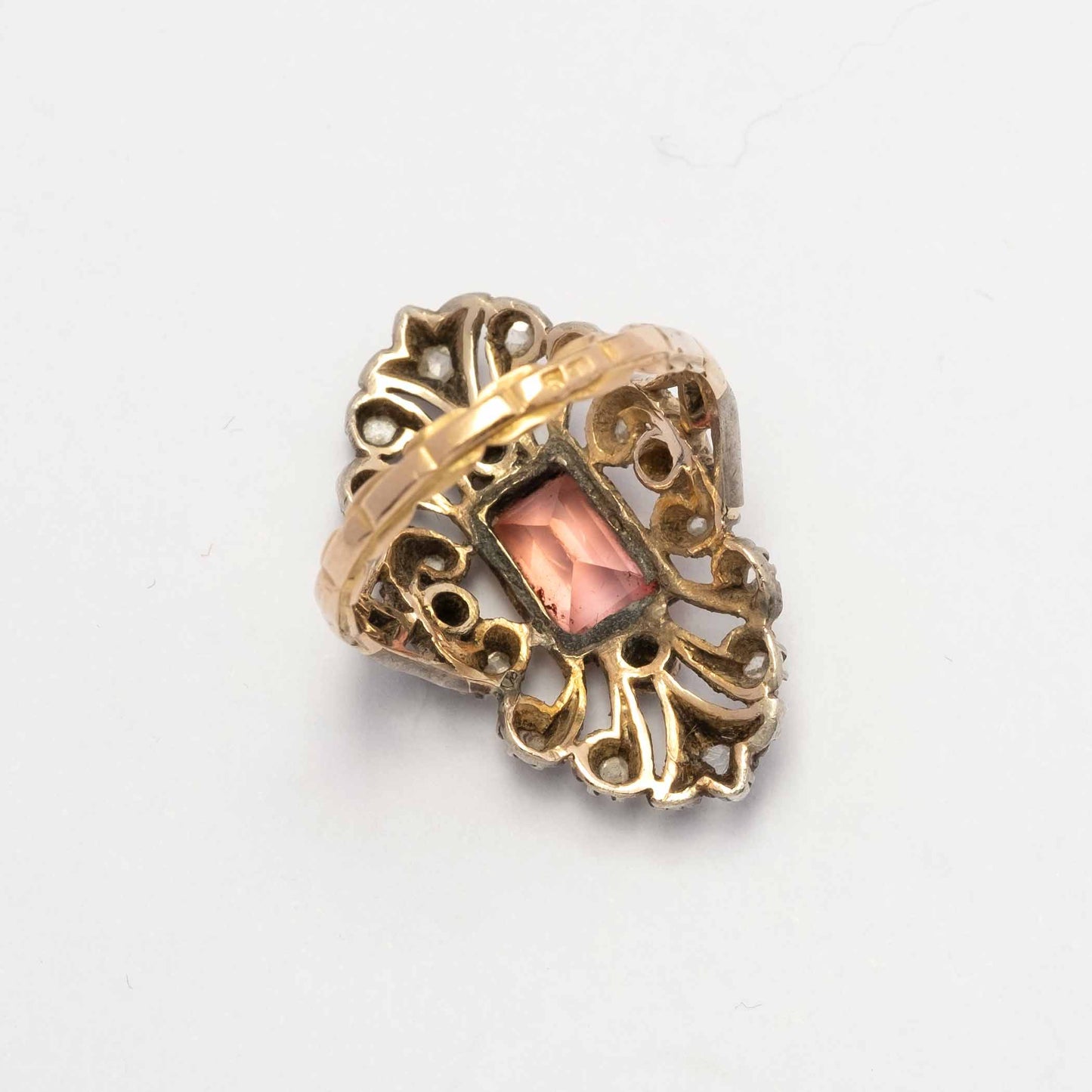 Gold and silver citrine quartz ring
