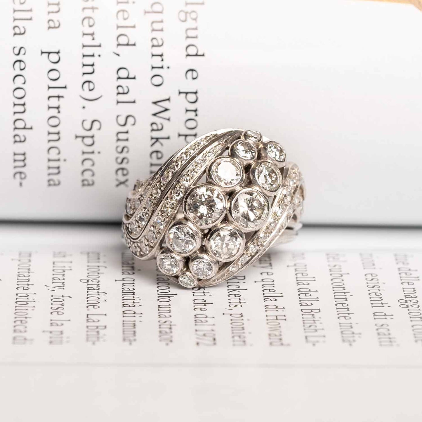 Cocktail Ring set in Platinum and diamonds 1960
