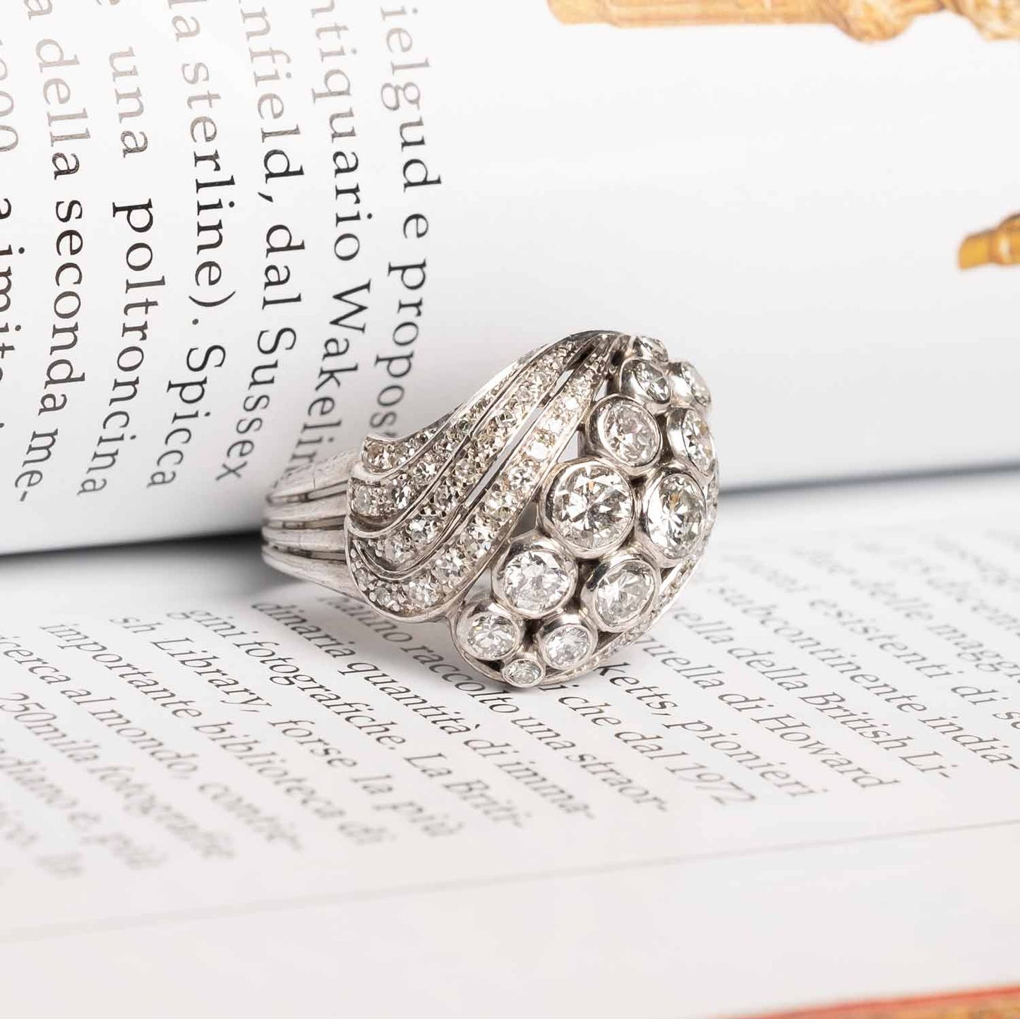 Cocktail Ring set in Platinum and diamonds 1960