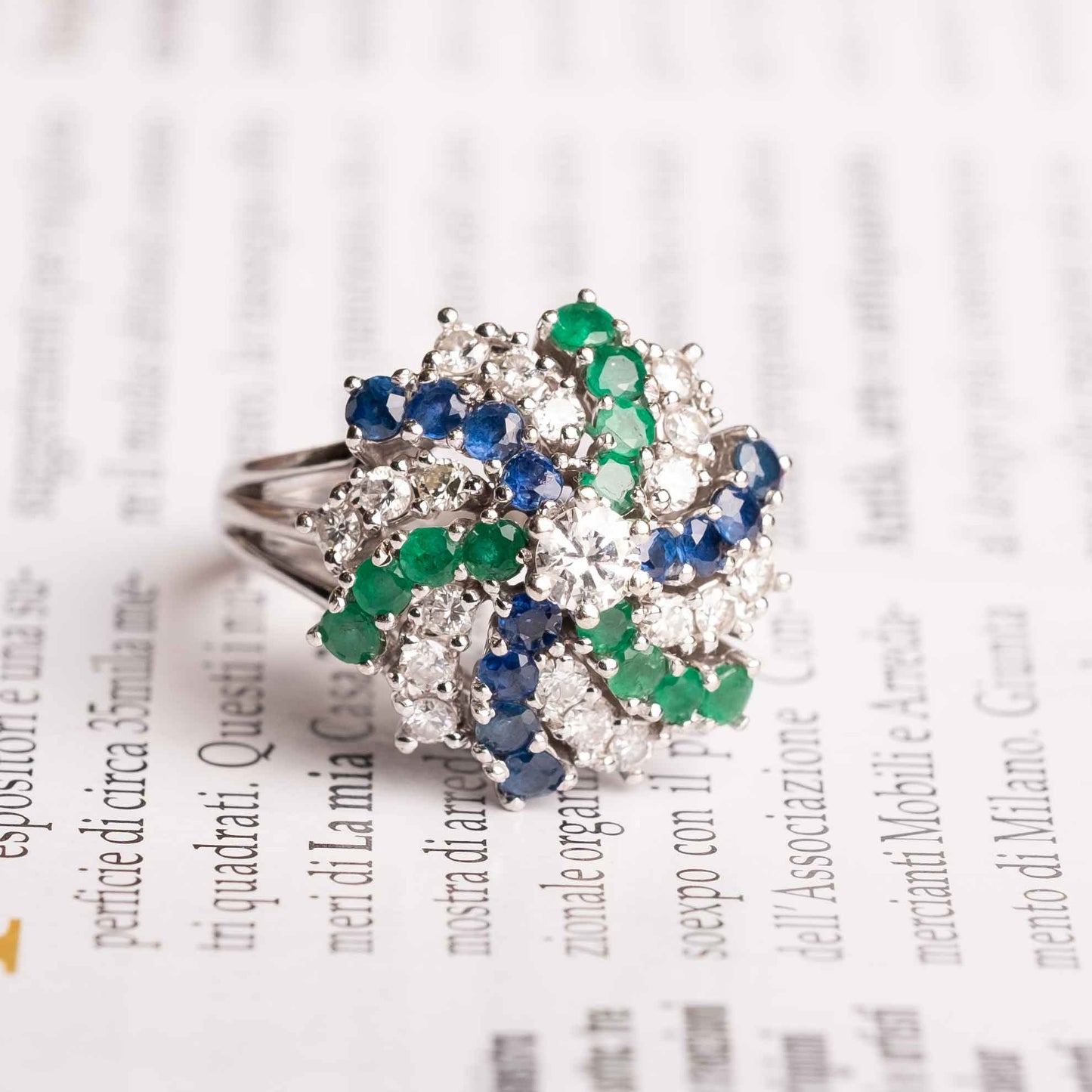 Vintage dome shaped multicoloured ring