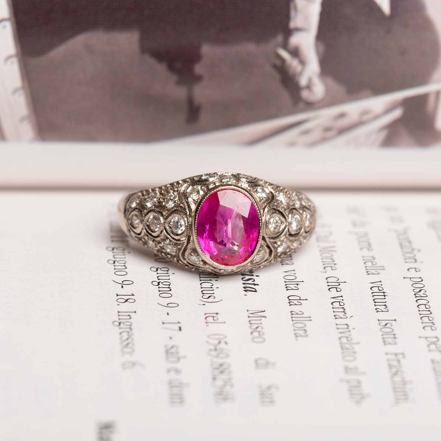 Vintage Burma ruby and diamond ring GIA Certificate