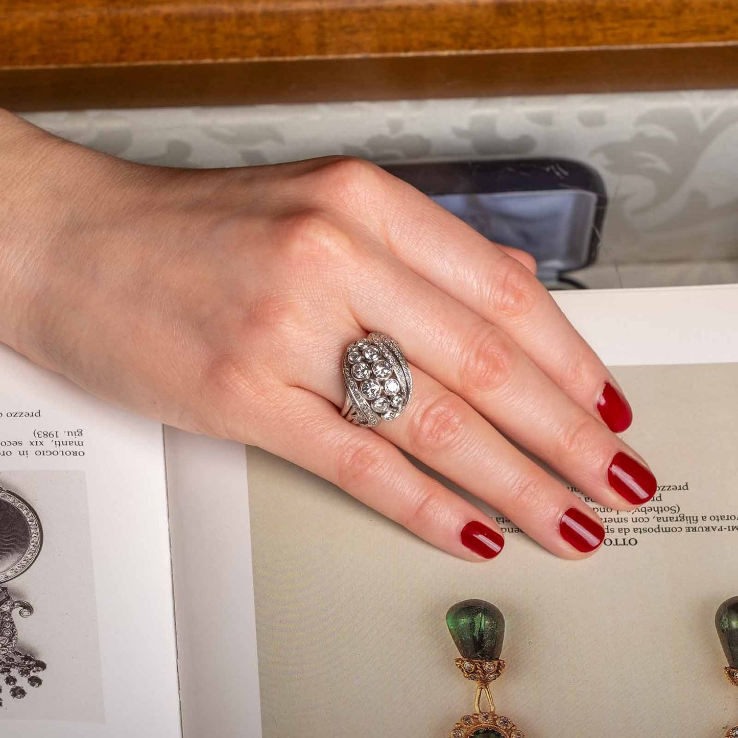 Cocktail Ring set in Platinum and diamonds 1960