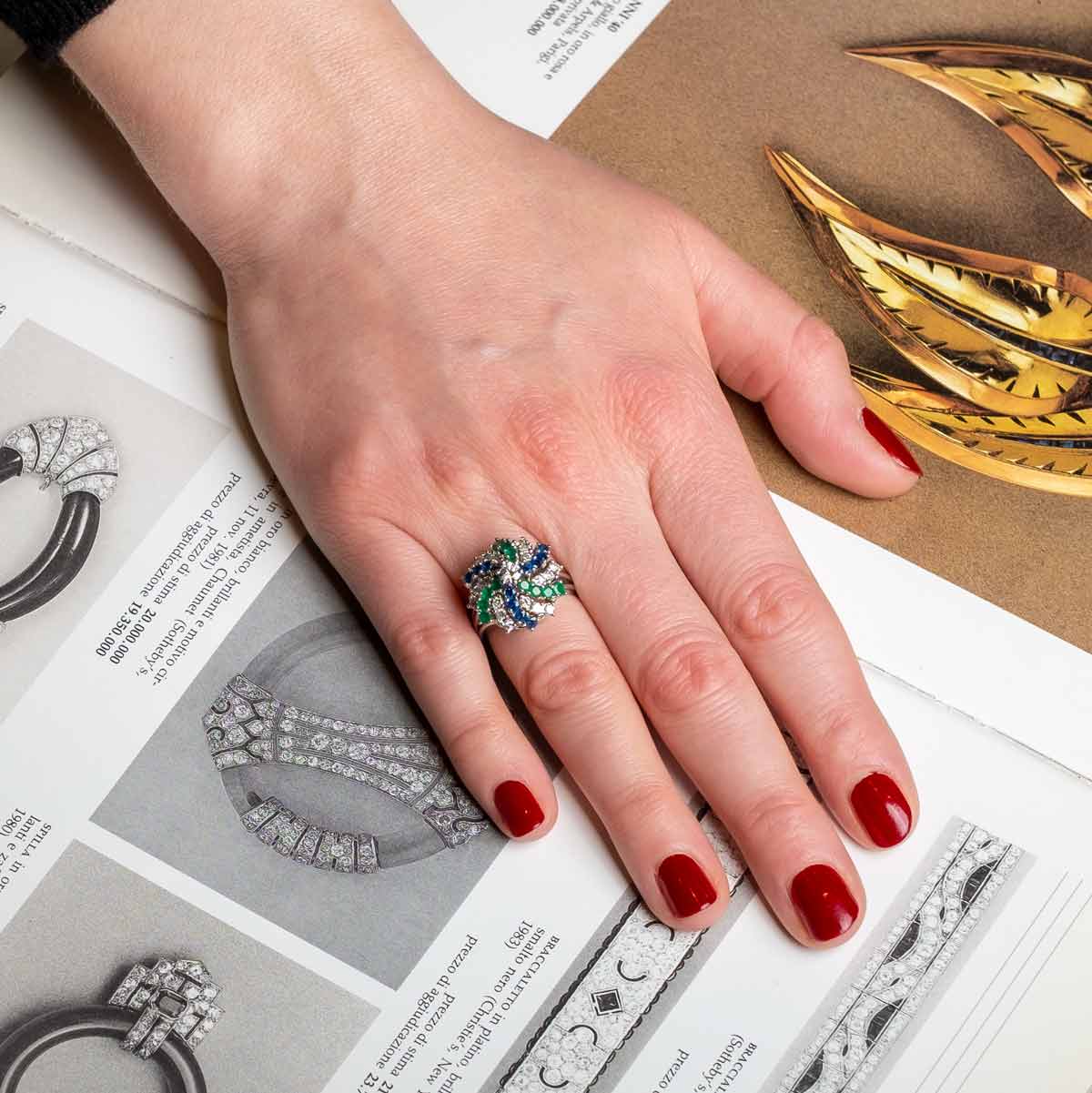 Vintage dome shaped multicoloured ring