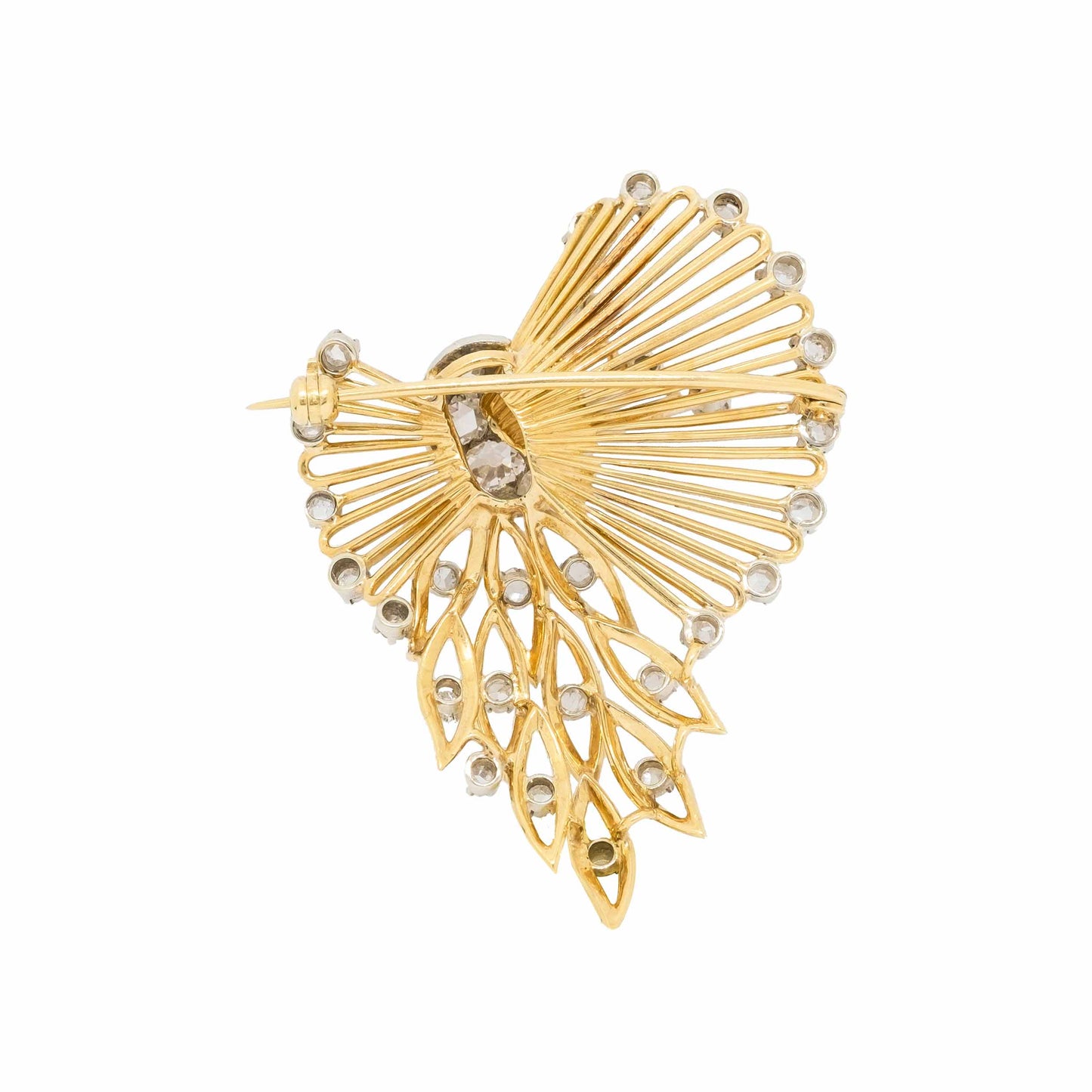 Gold & Diamond Bow shaped Brooch