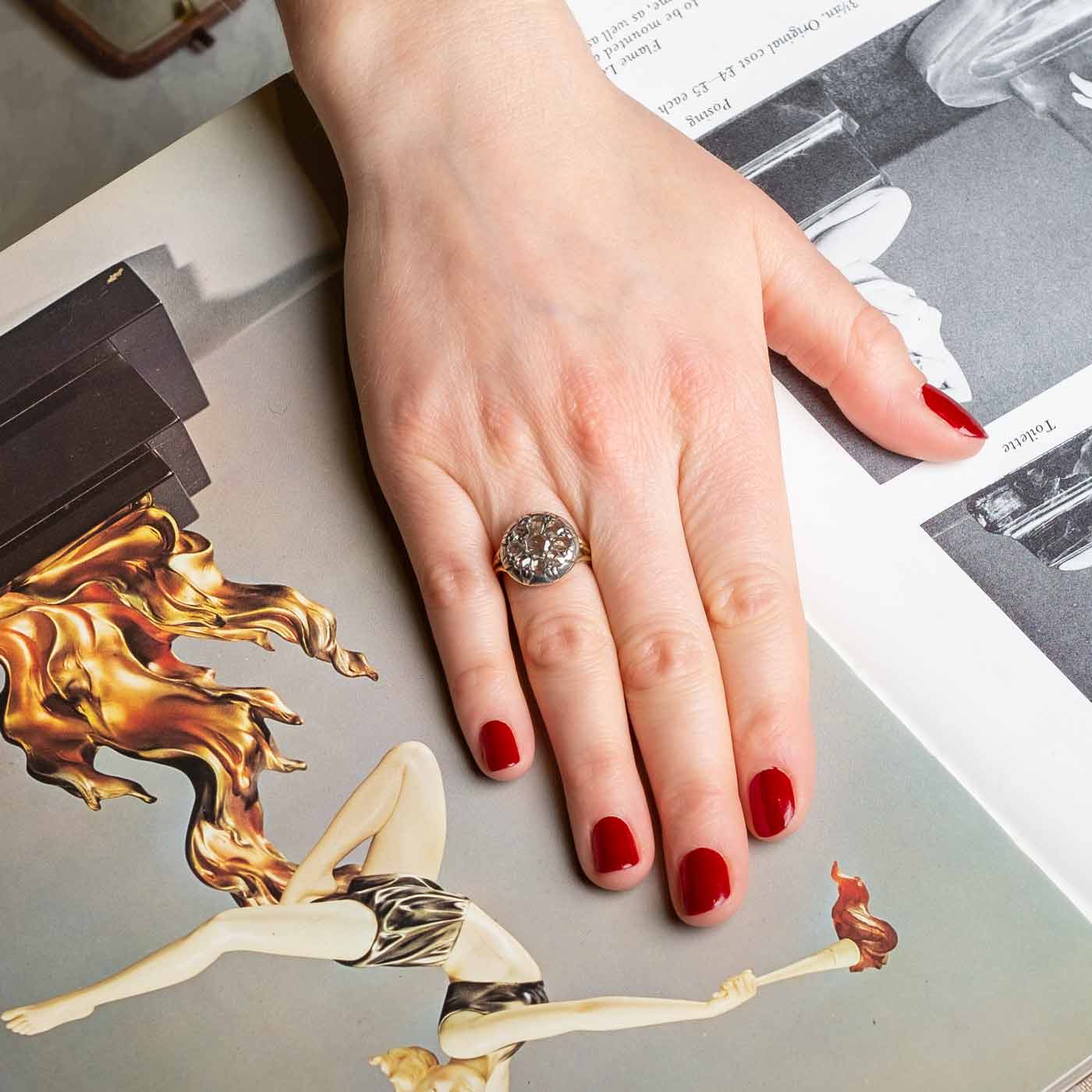 Corone' rose cut diamond ring