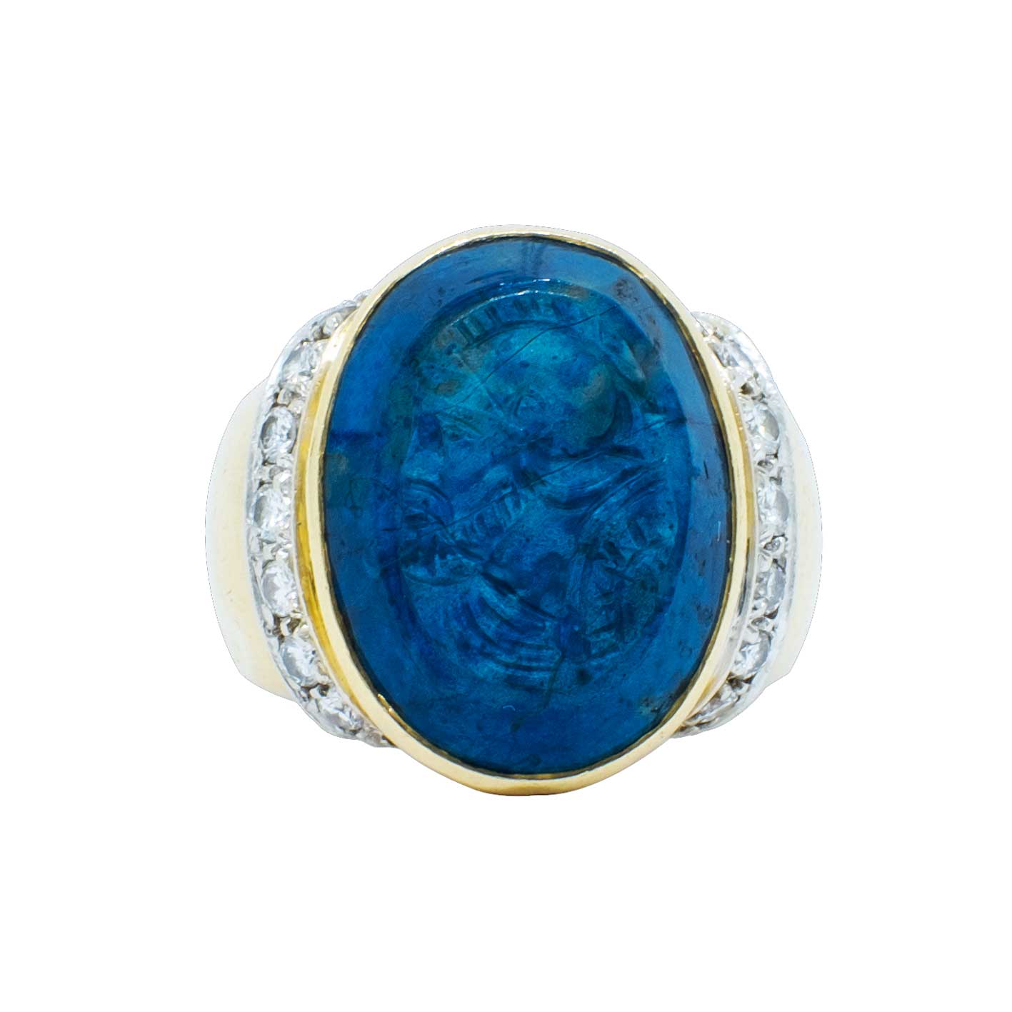 Sodalite Cameo Gold Ring