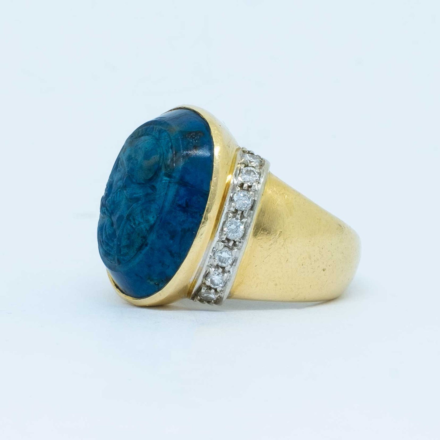Sodalite Cameo Gold Ring