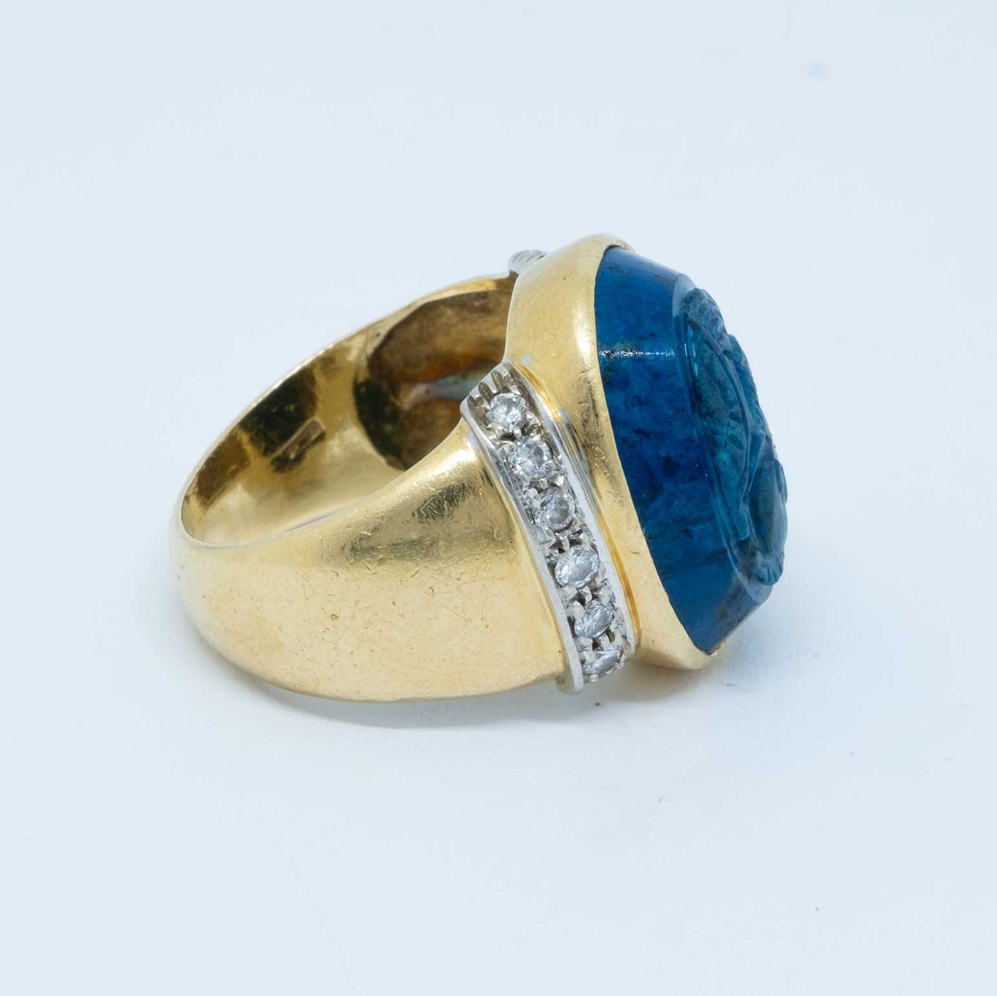 Sodalite Cameo Gold Ring