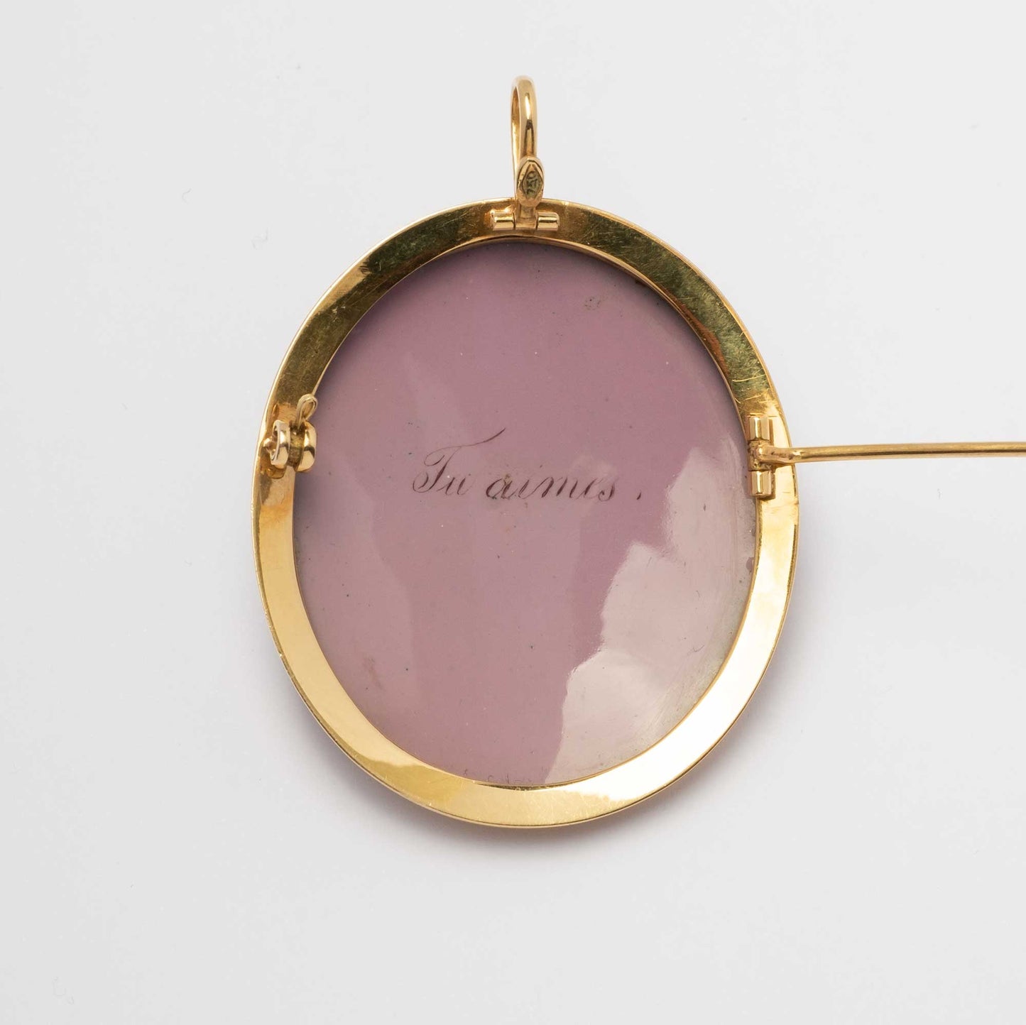 Miniature painting in enamel set in gold