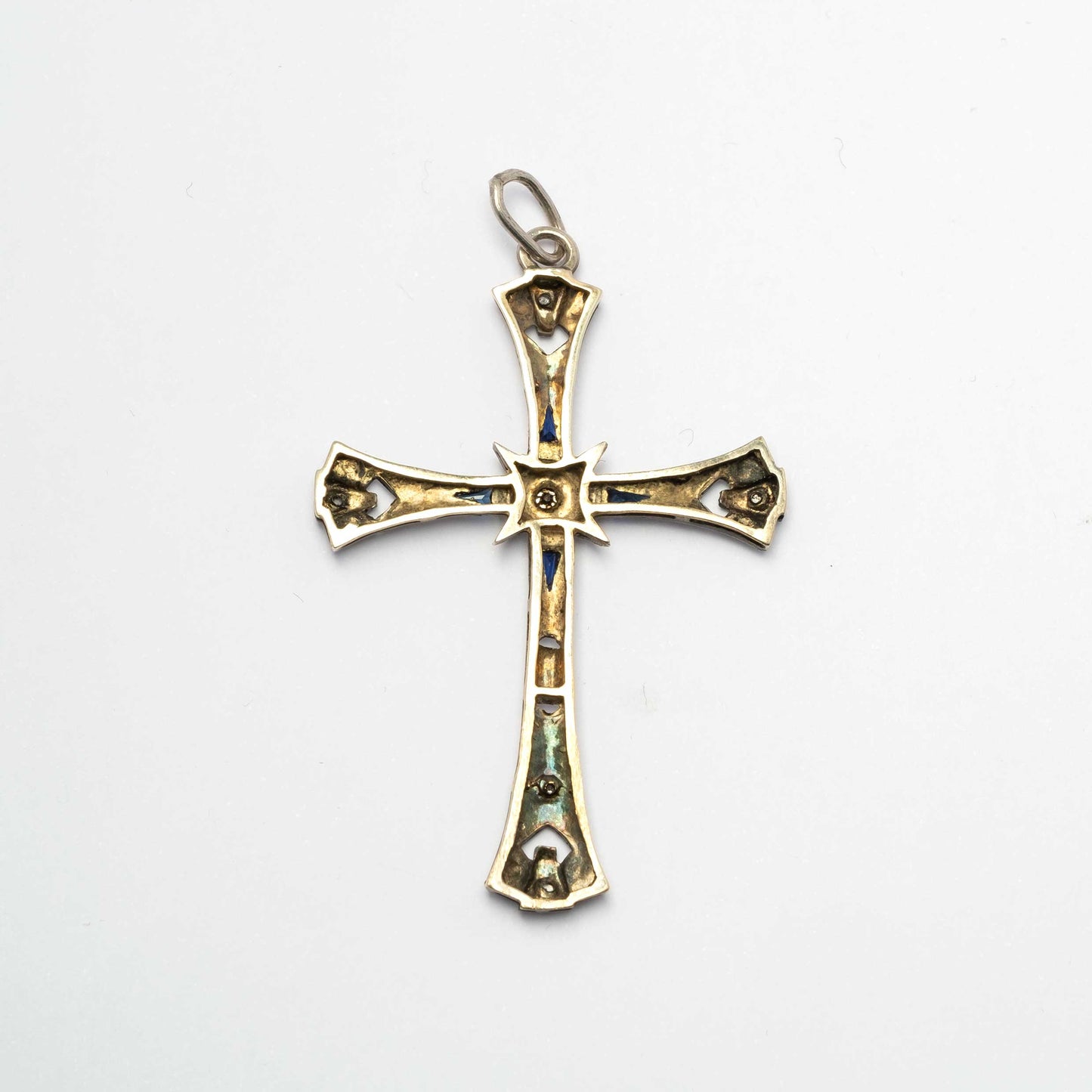 Art Deco Cross with diamond and sapphires