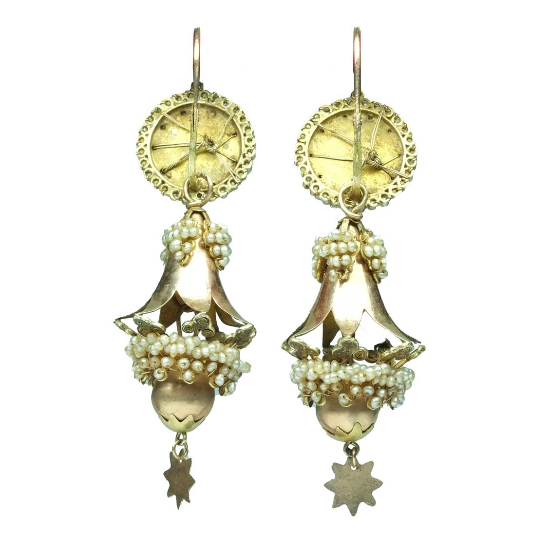 Antique Sicilian Earrings With Natural pearls