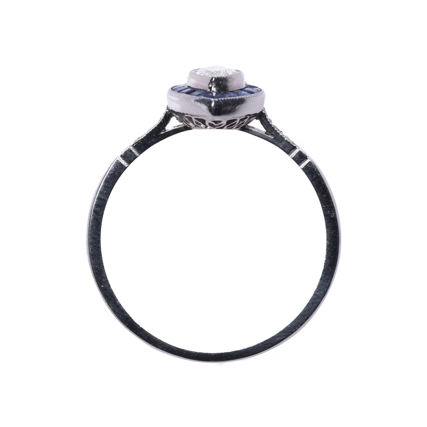 Marquise Cut Diamond Ring with Calibrated Sapphires