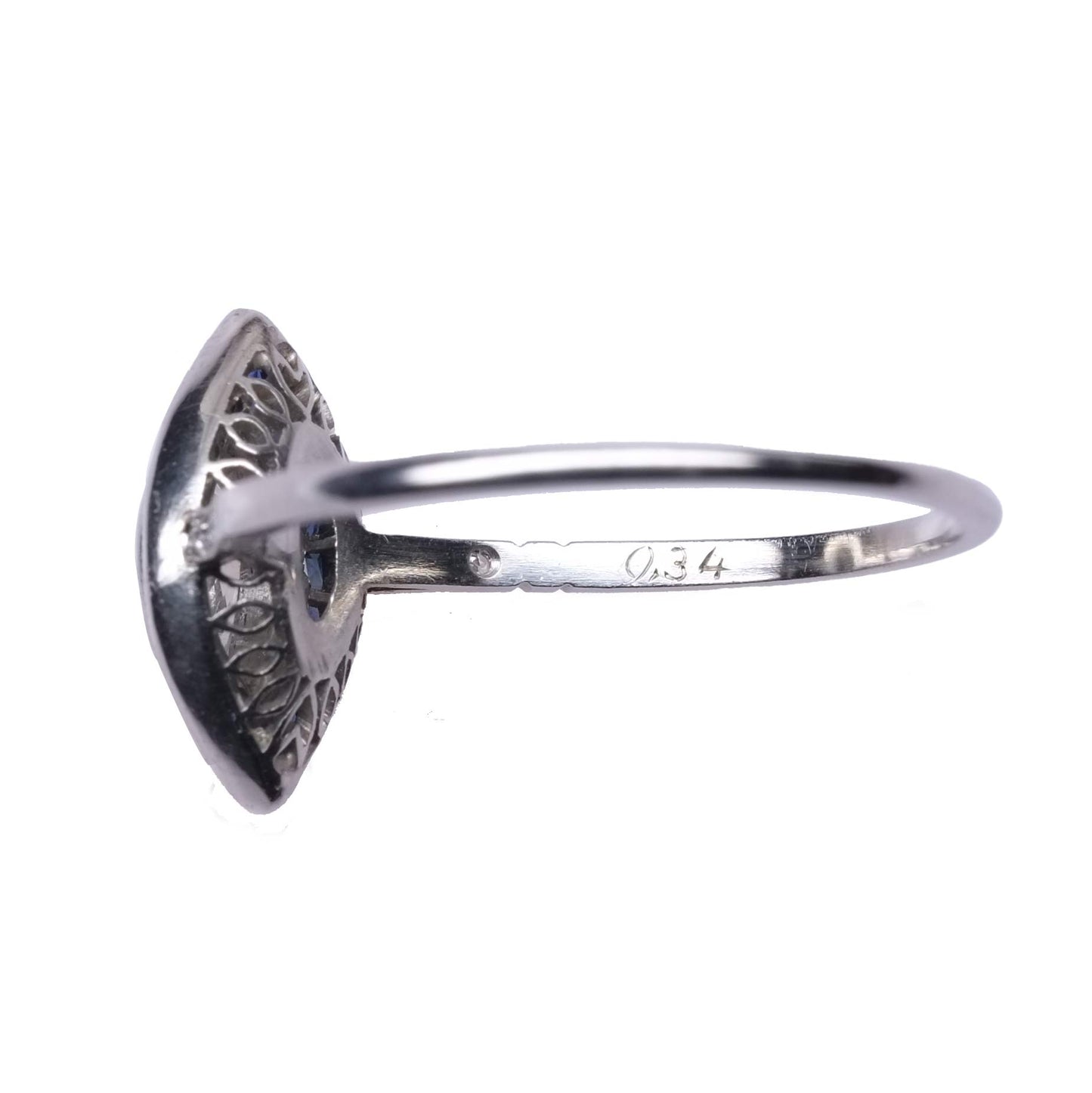 Marquise Cut Diamond Ring with Calibrated Sapphires