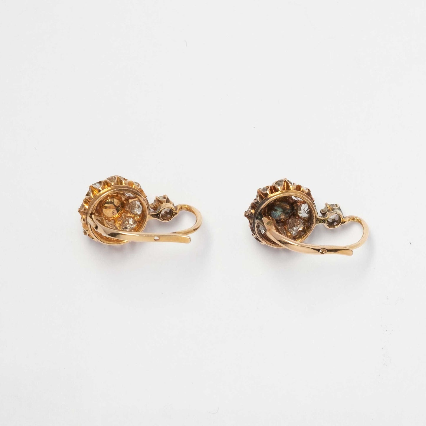Antique old mine cut diamond and pearl earrings