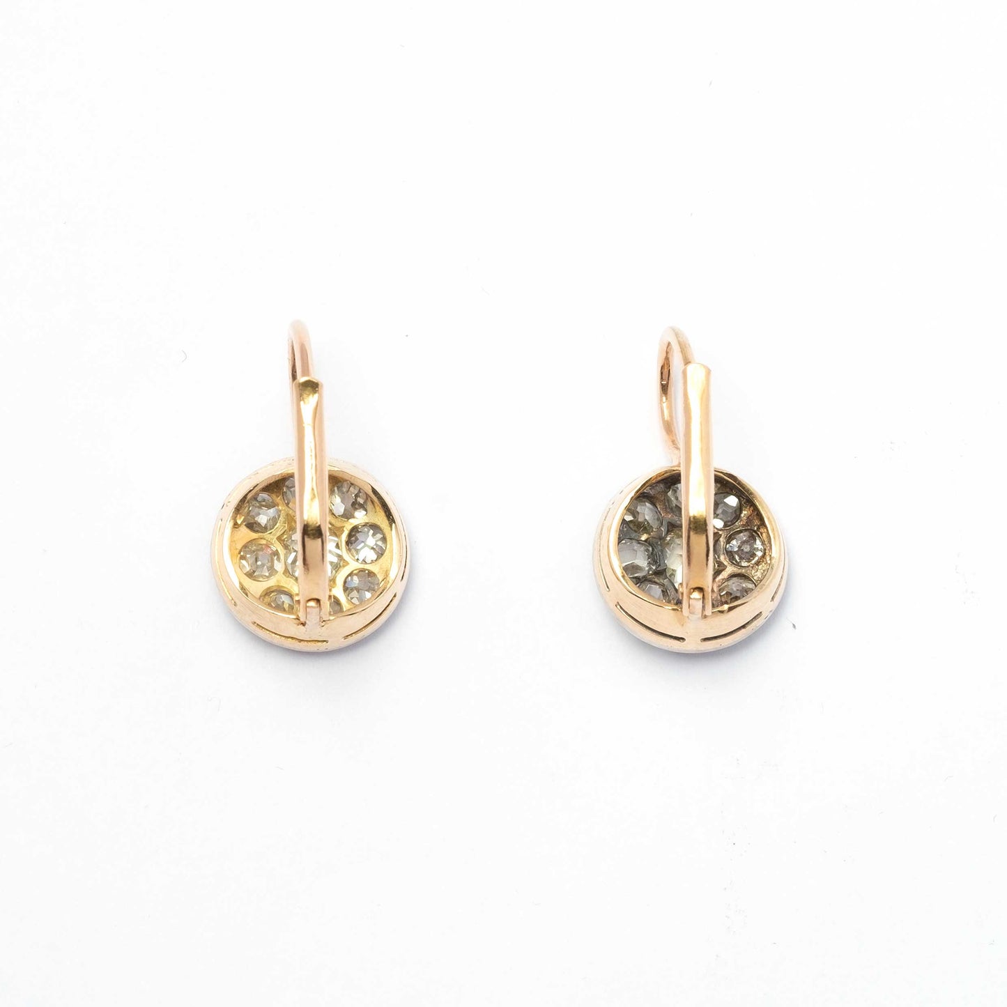 Old mine cut diamond small drop earrings